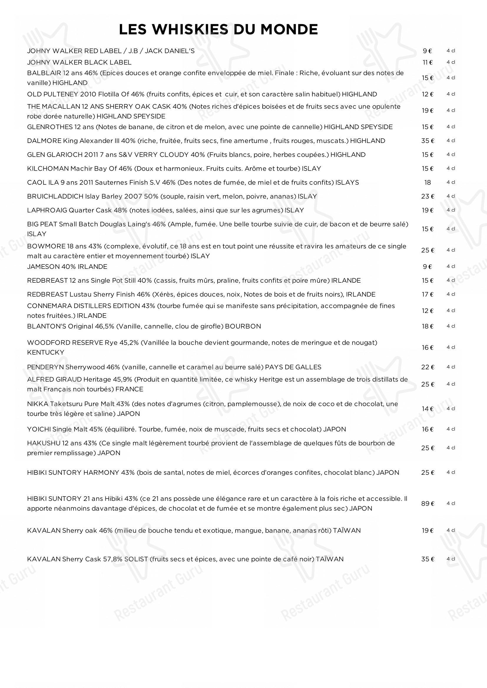 Menu pour Restaurant Brigitte - Коктейльная карта