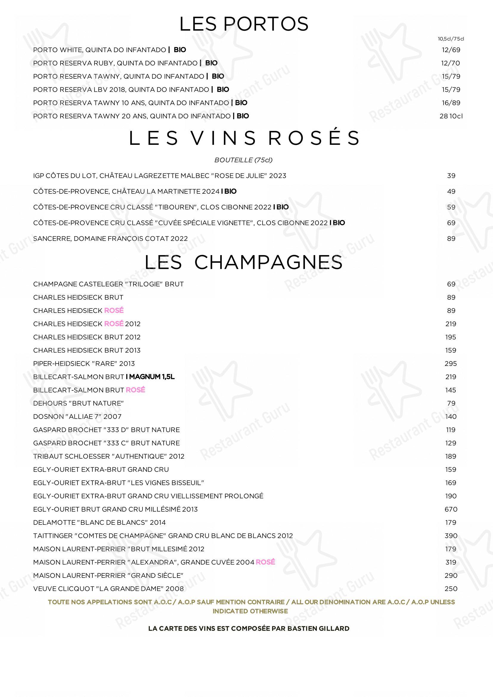 Restaurant Brigitte dans Paris - Основное меню