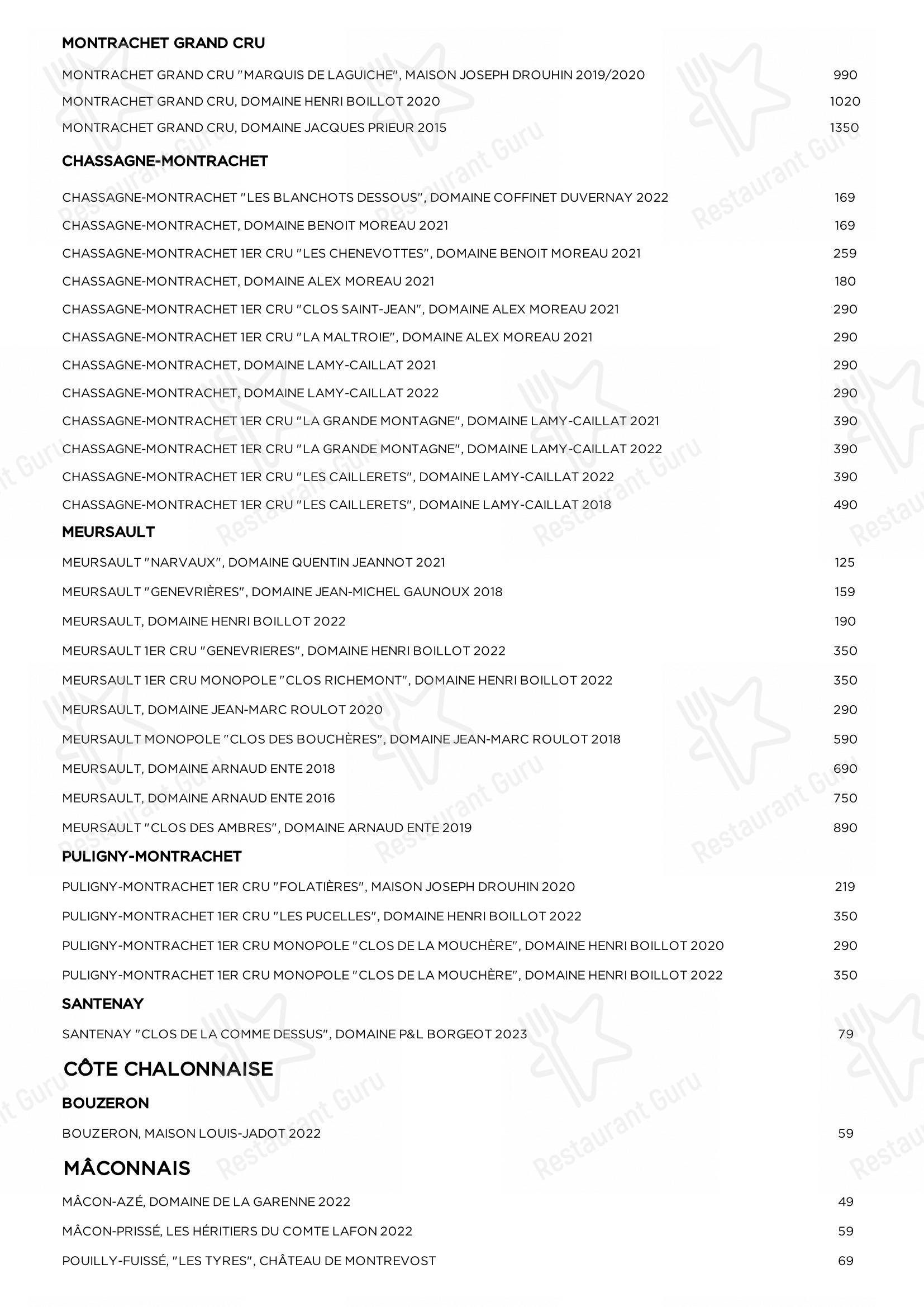 Menu pour Restaurant Brigitte - Основное меню