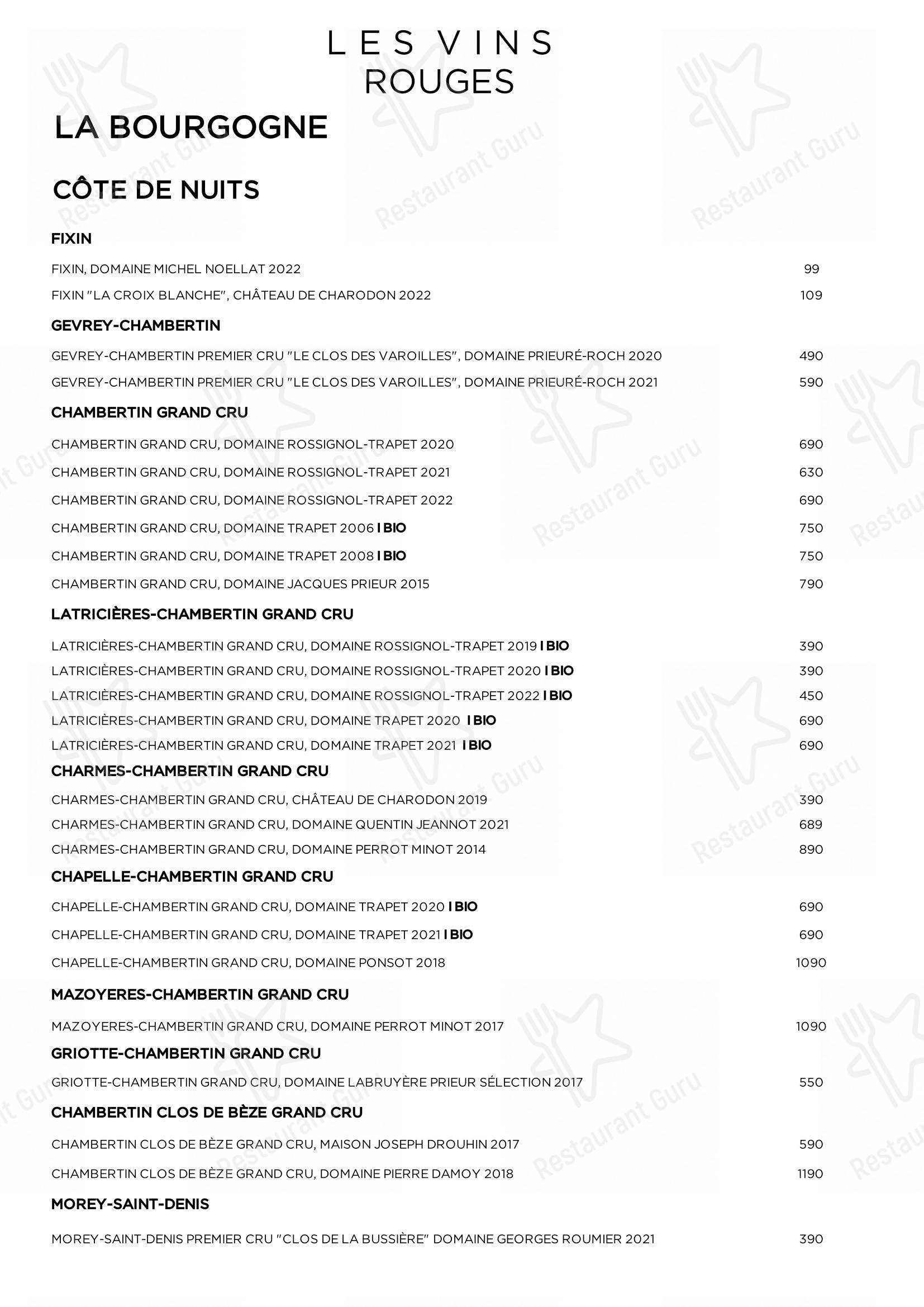 Menu pour Restaurant Brigitte - Коктейльная карта