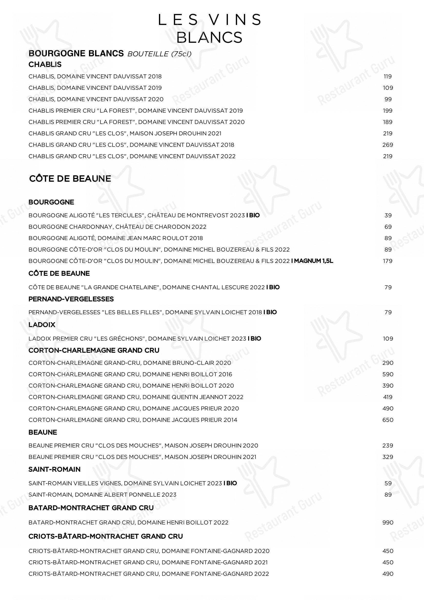 Menu pour Restaurant Brigitte - Основное меню