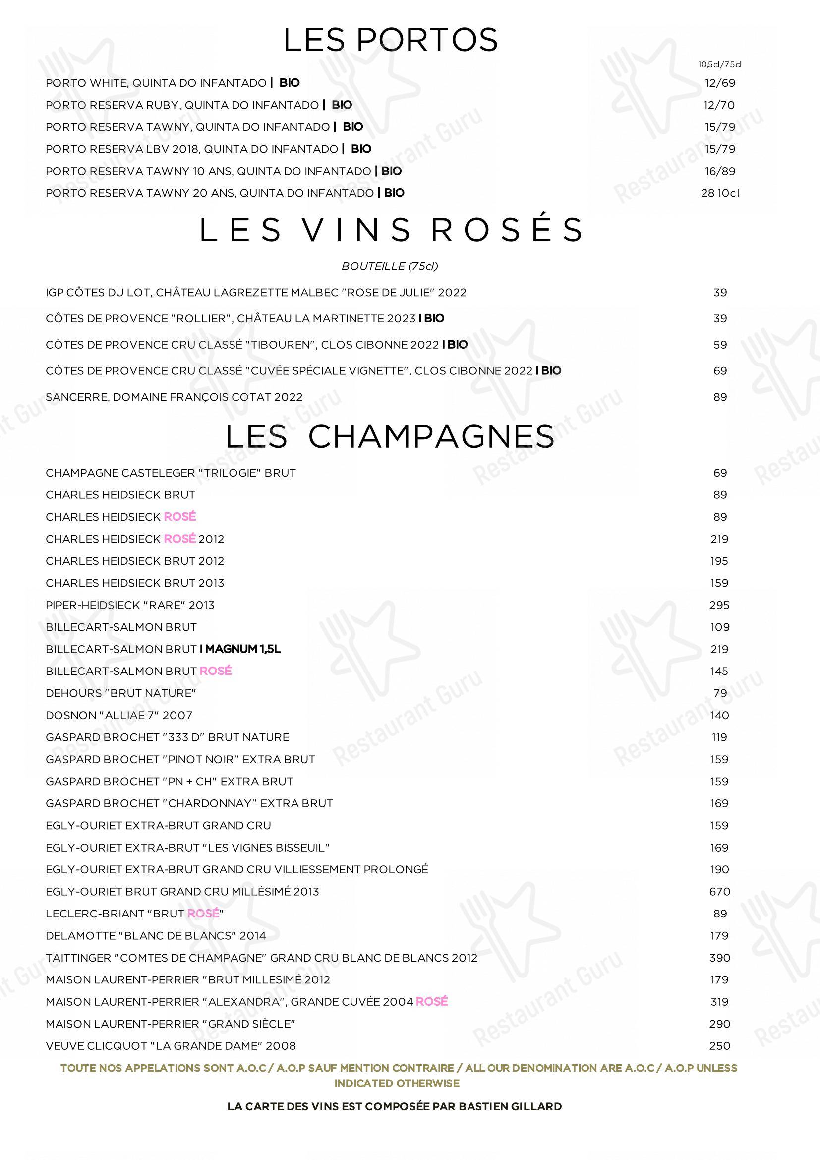 Restaurant Brigitte dans Paris - Коктейльная карта