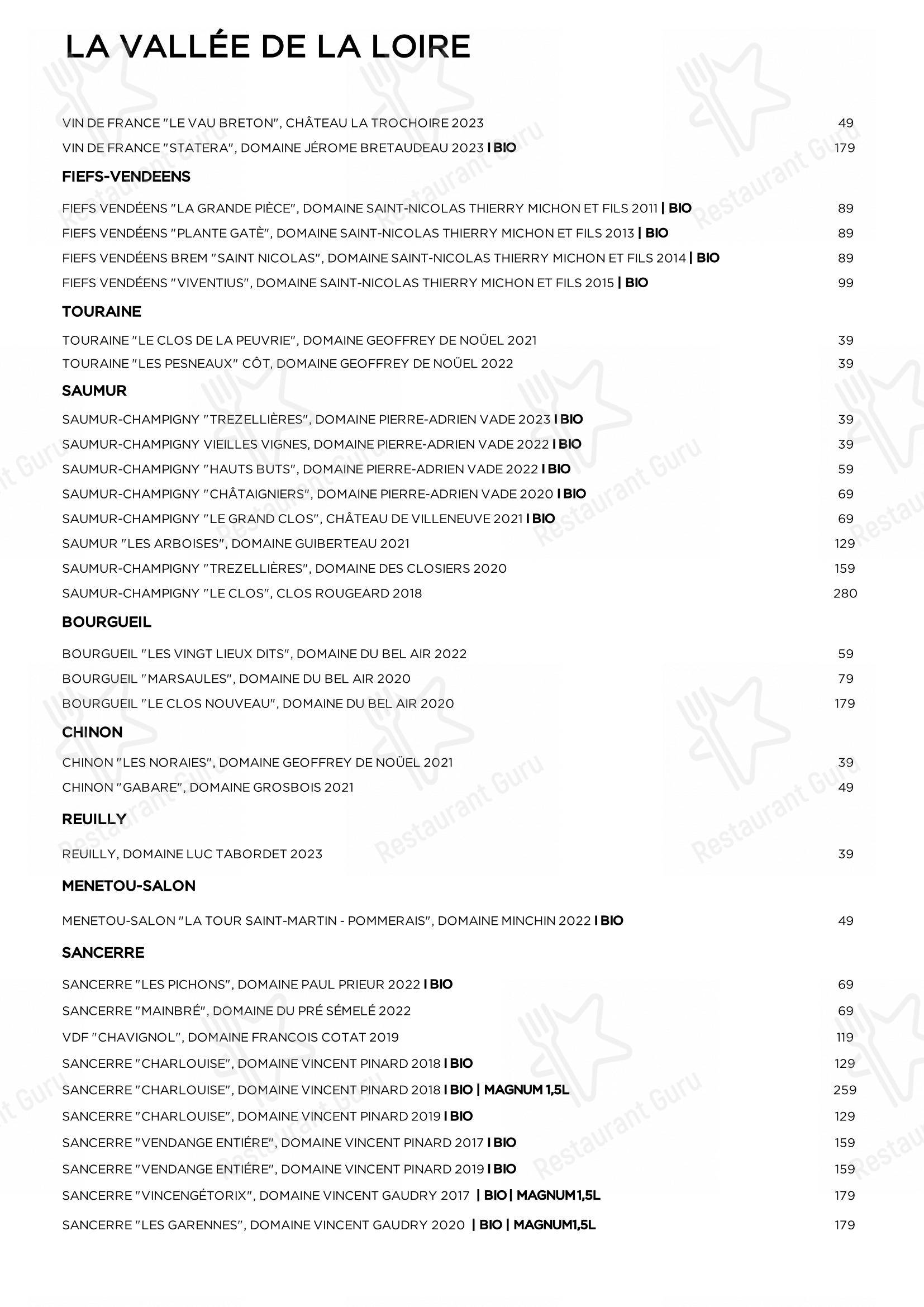 Restaurant Brigitte dans Paris - Основное меню