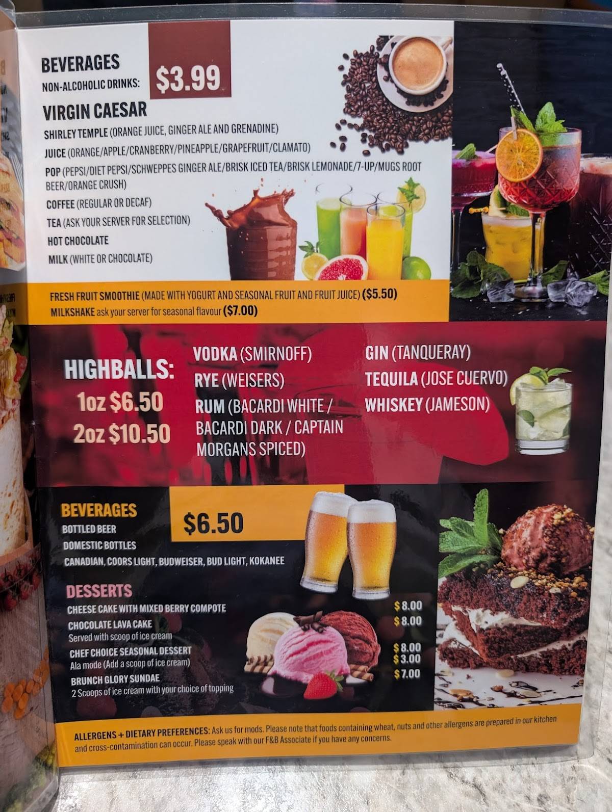 Menu de Brunch Glory & Calypso’s Greek Taverna