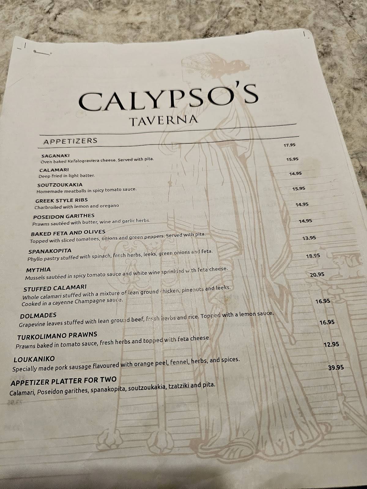 Menu de Brunch Glory & Calypso’s Greek Taverna