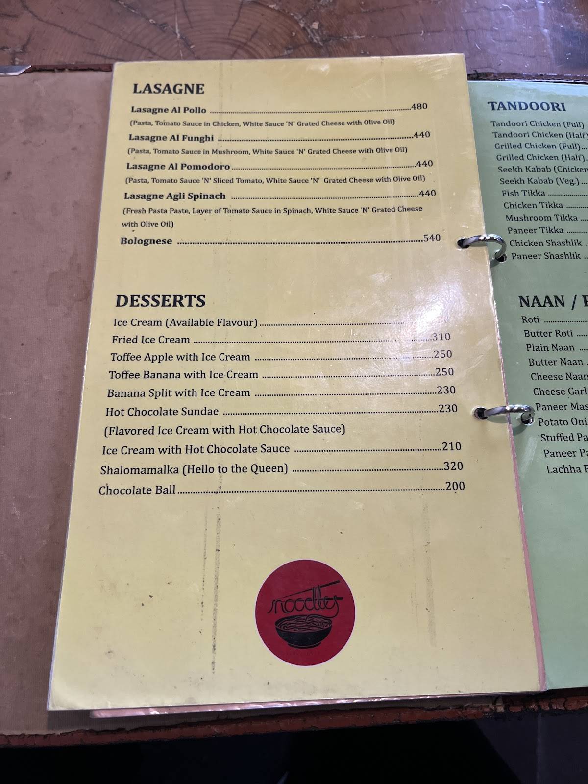 Mount View Noodles Restaurant menu