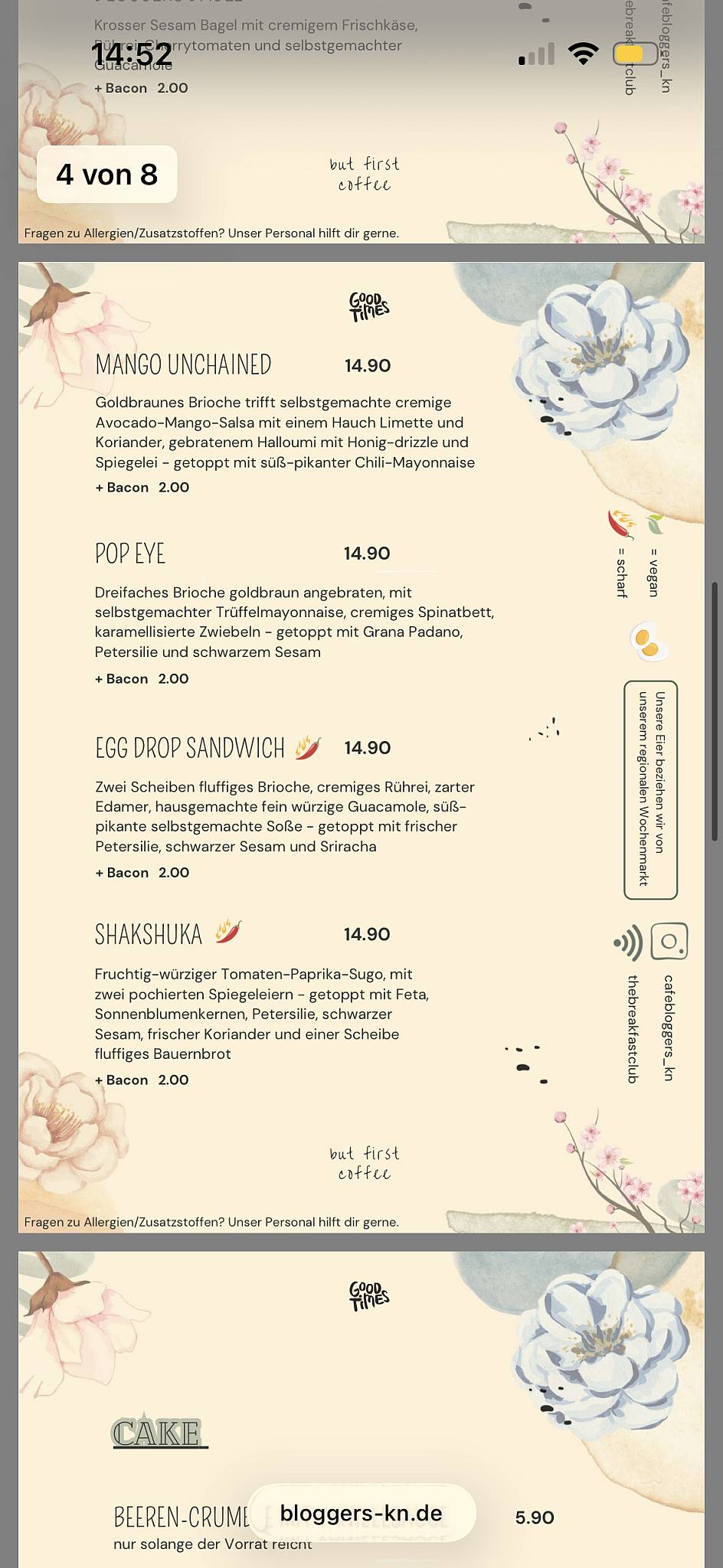 Menu de Café Bloggers