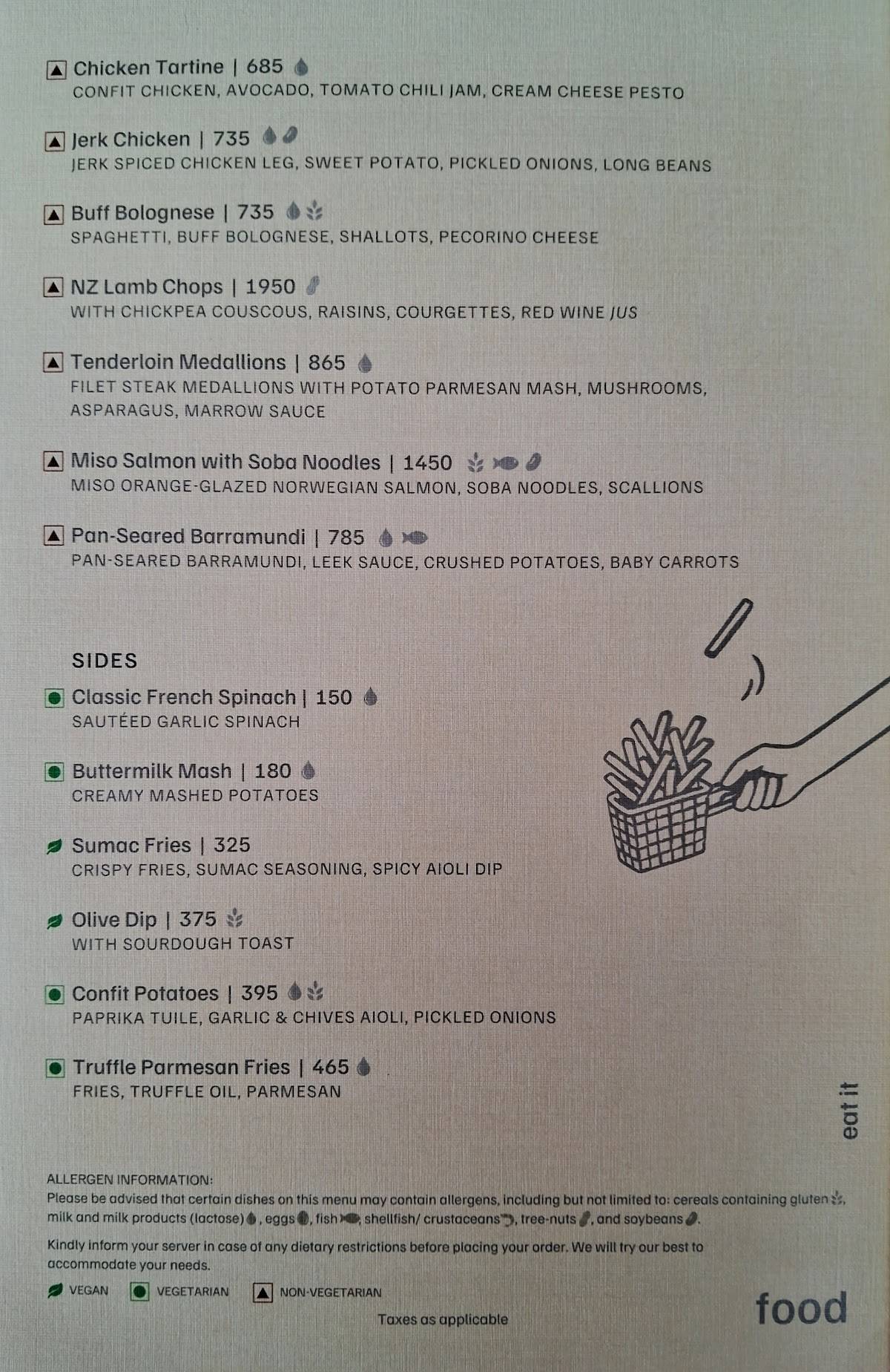 Cafe Calma menu
