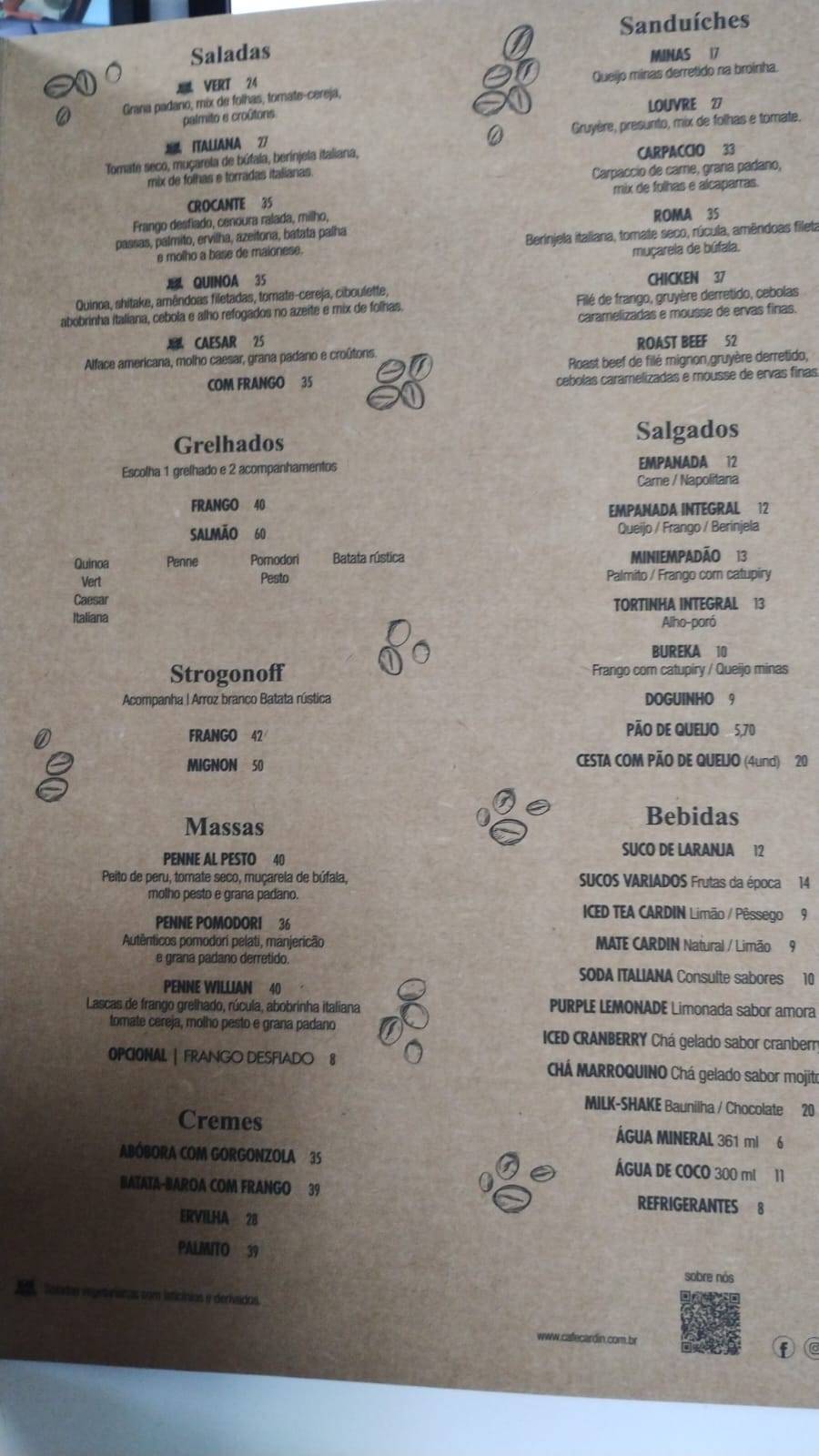Café Cardin Copa D'Or cardápio