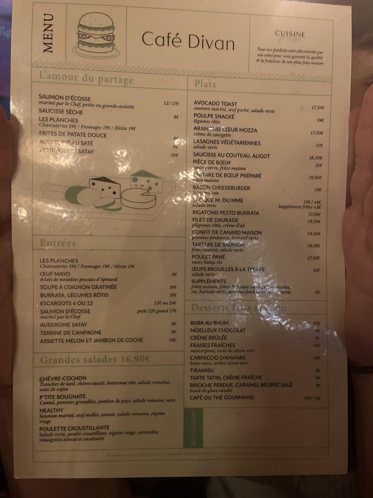 Menu de Café Divan