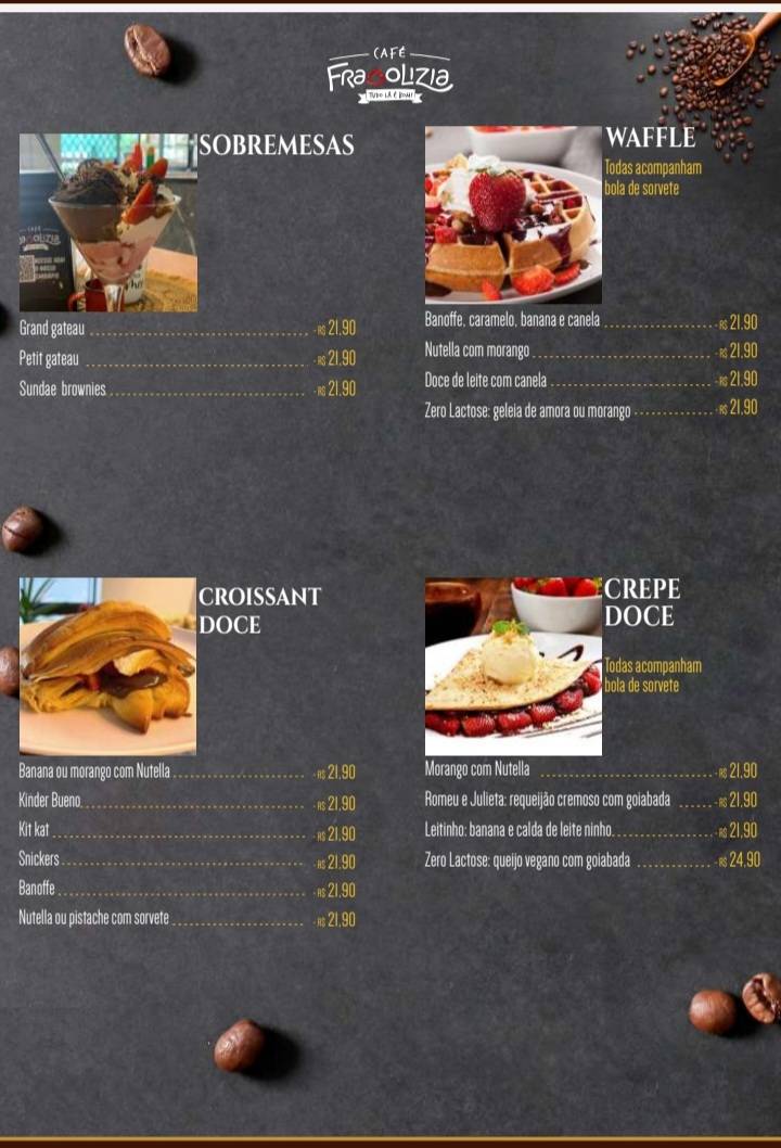 Café Fragolizia cardápio