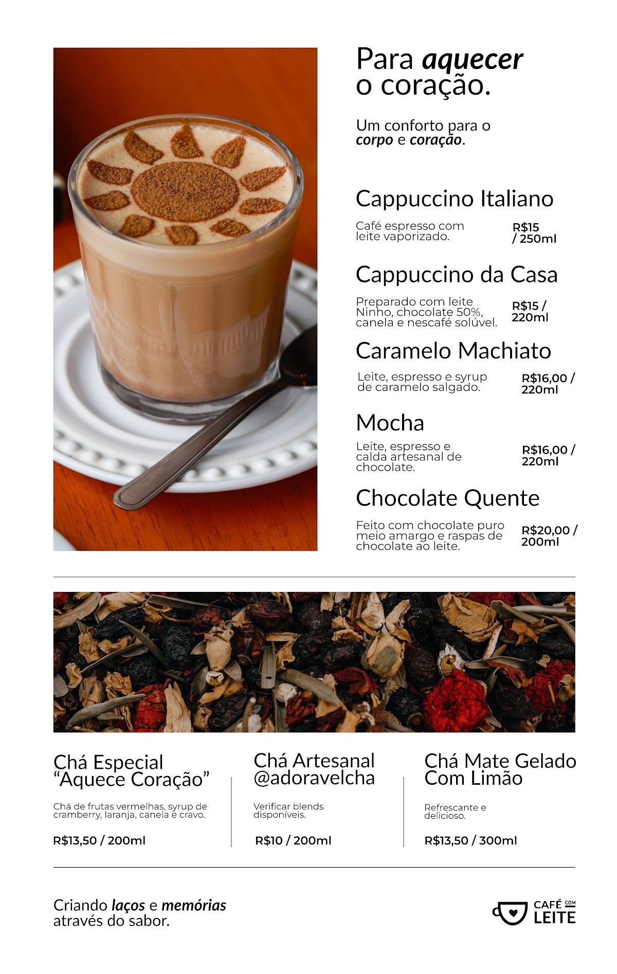 CaFÉ com Leite Gama cardápio