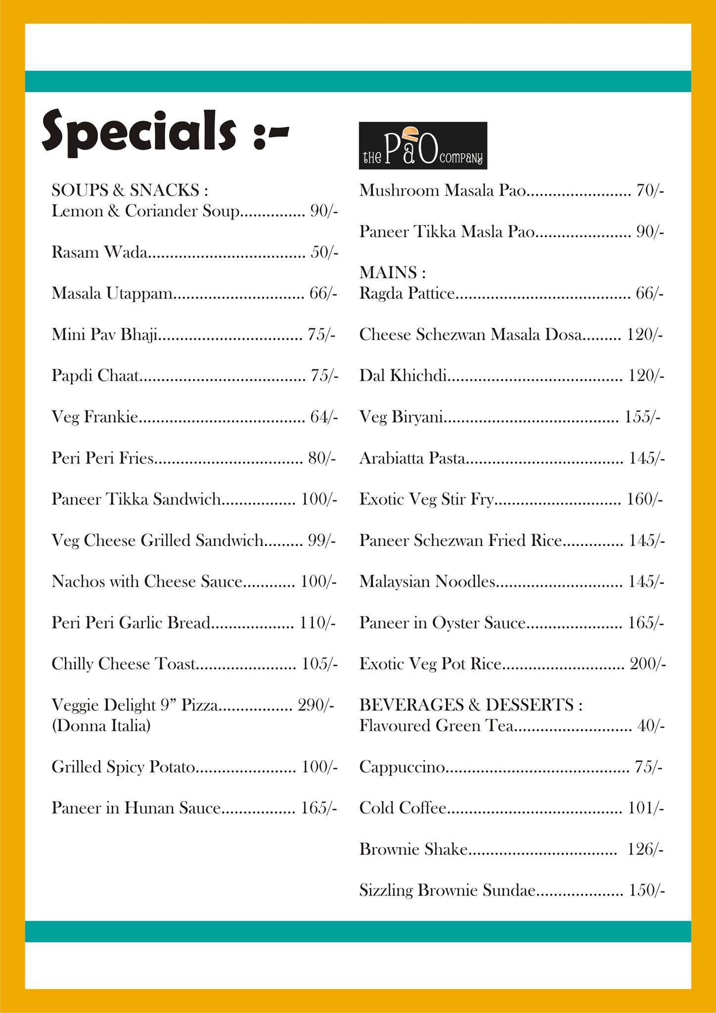 Cafe21 menu