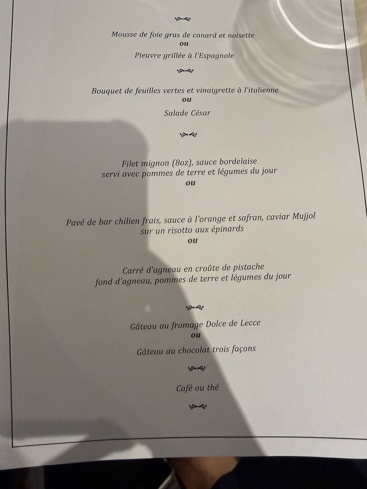 Menu de Restaurant Calvi