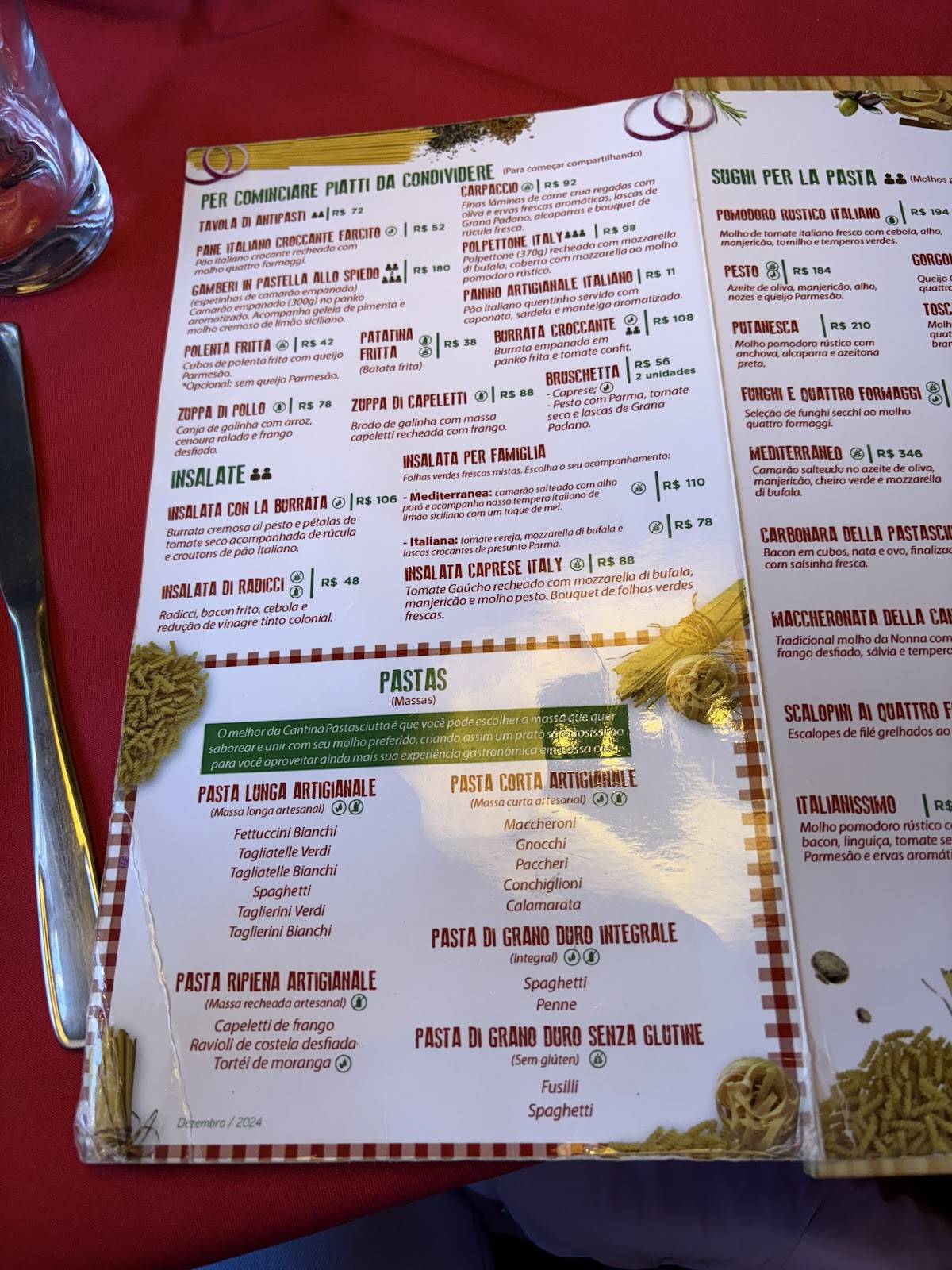 Cantina Pastasciutta cardápio