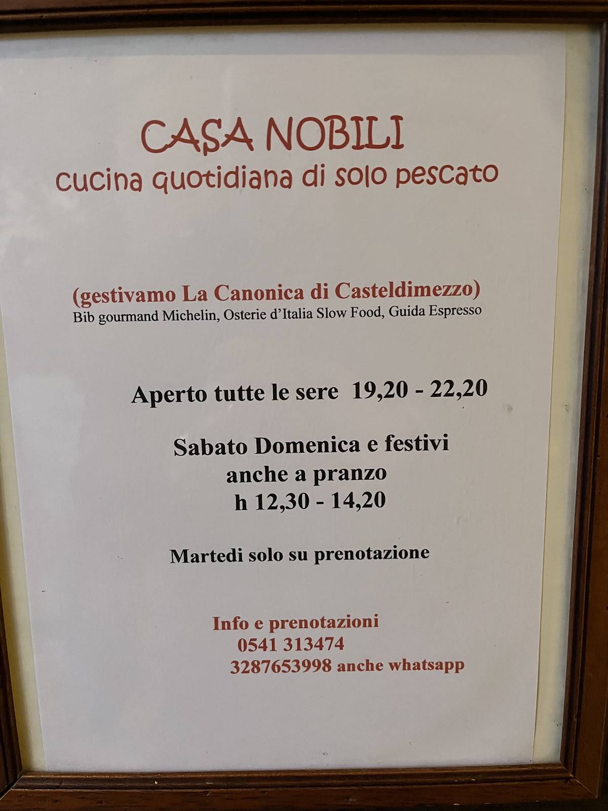 Menu di Casa Nobili Osteria di Mare 