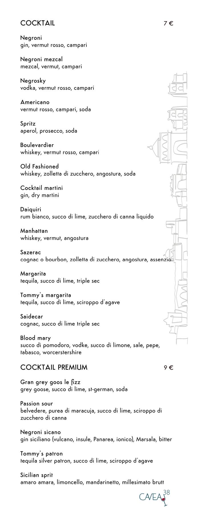 Menu di Caveau 38 
