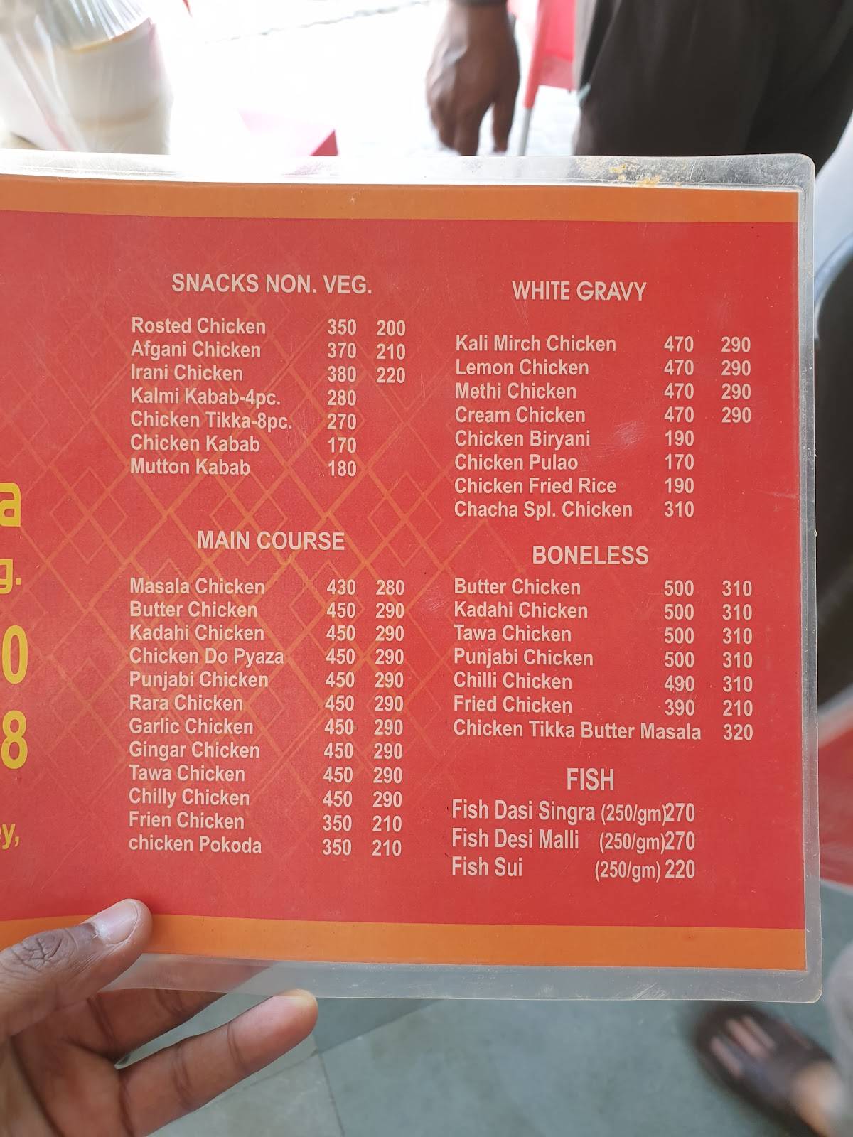 Chacha Chicken Veg & Nonveg menu