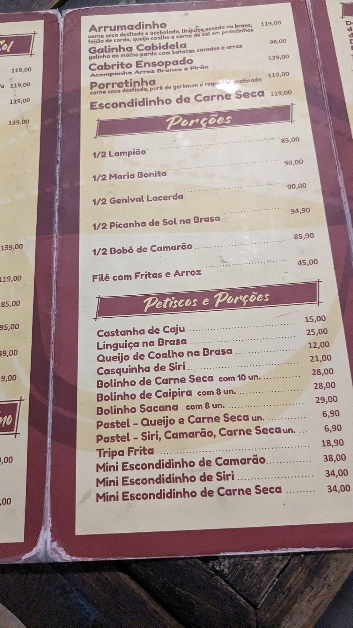 Restaurante Chapéu De Couro cardápio