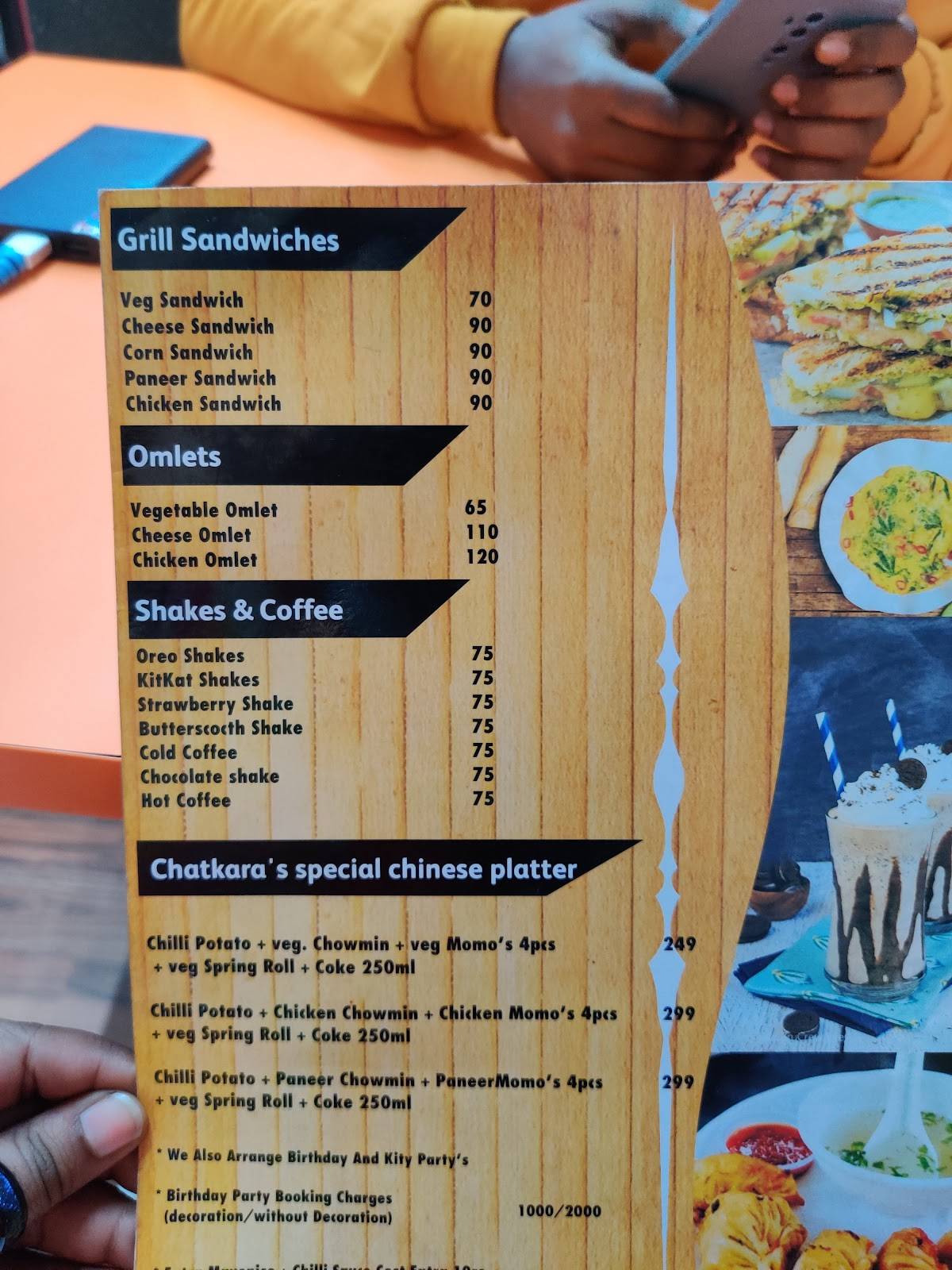Chatkara Flames menu