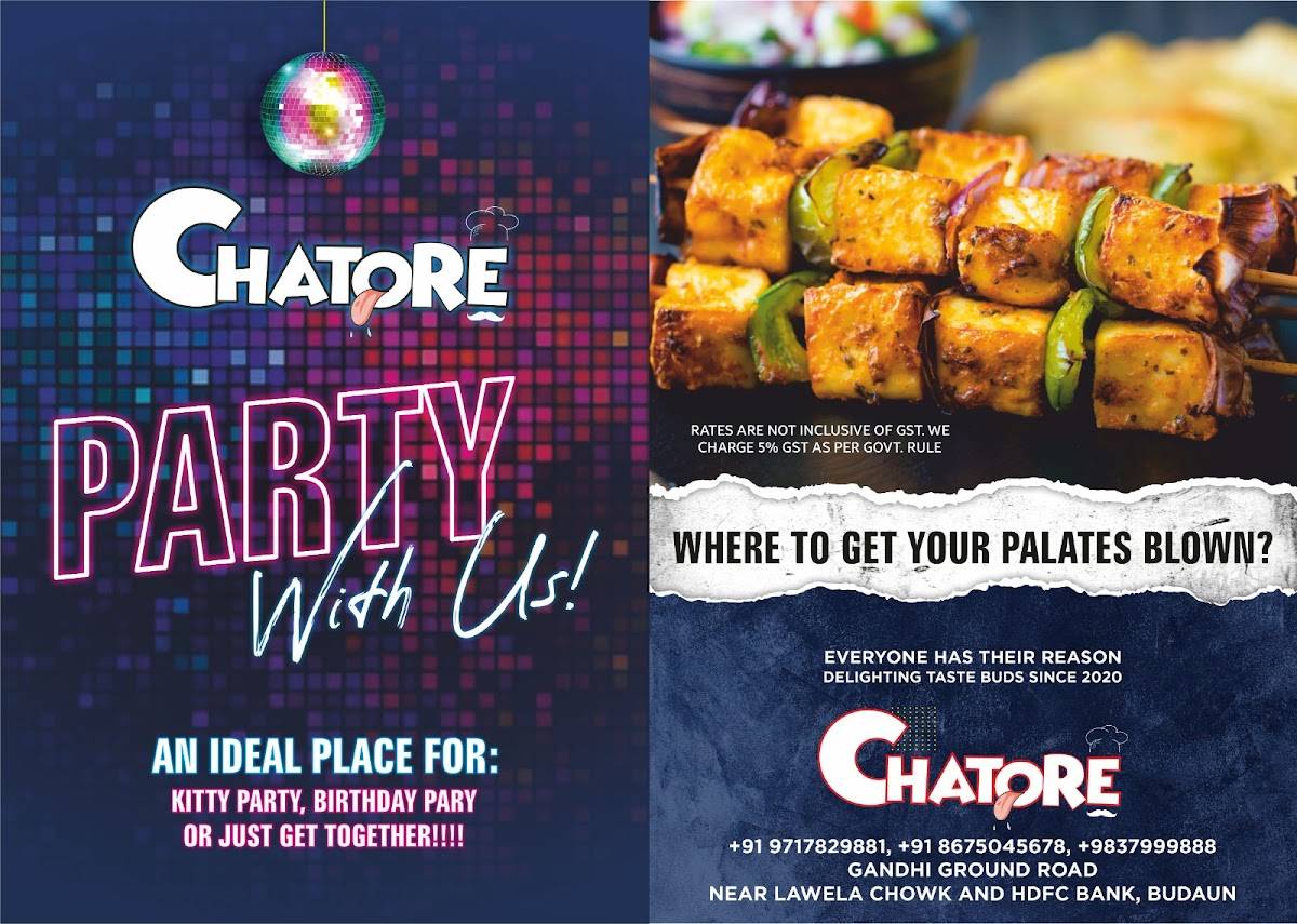 Chatore Restaurent & Cafe menu