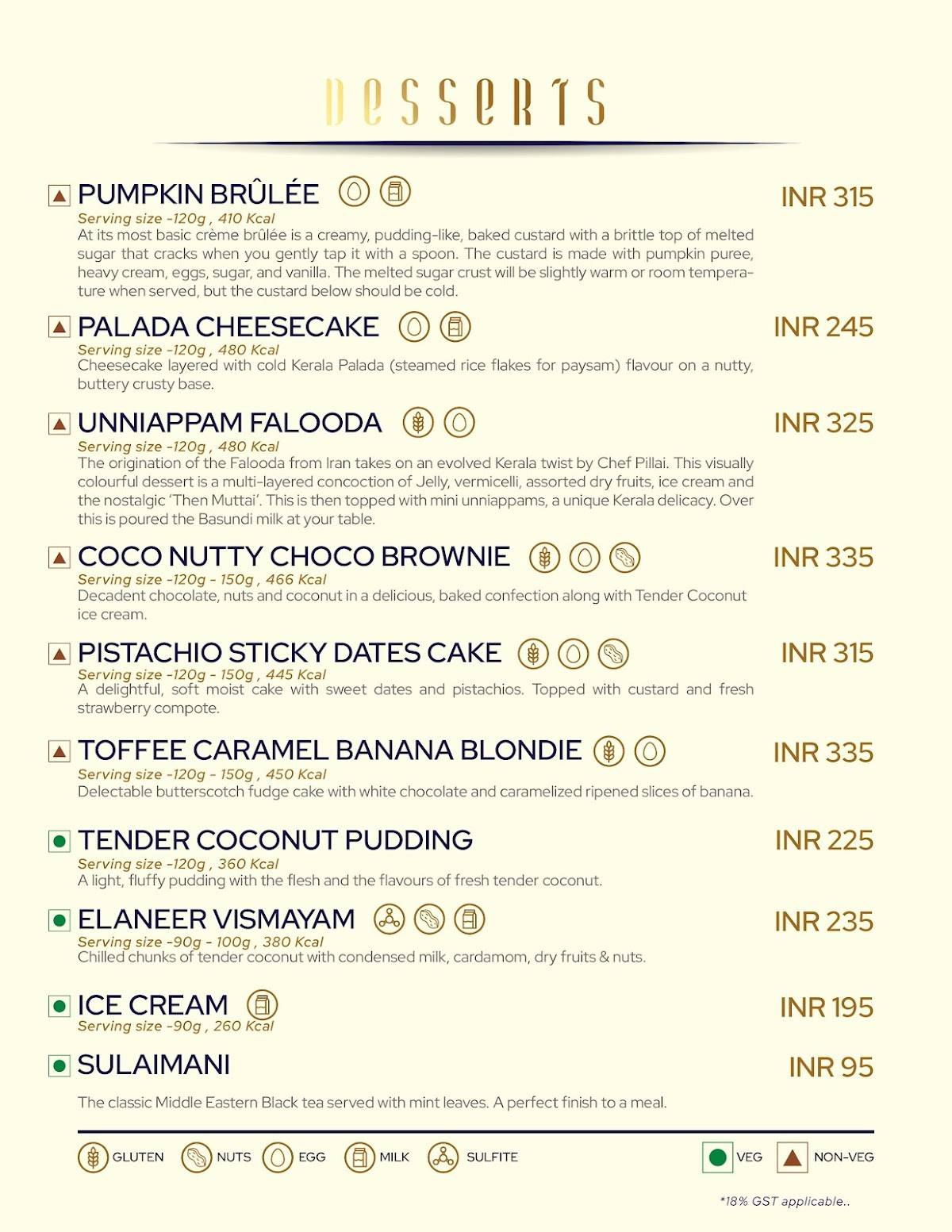 Restaurant Chef Pillai Kochi menu