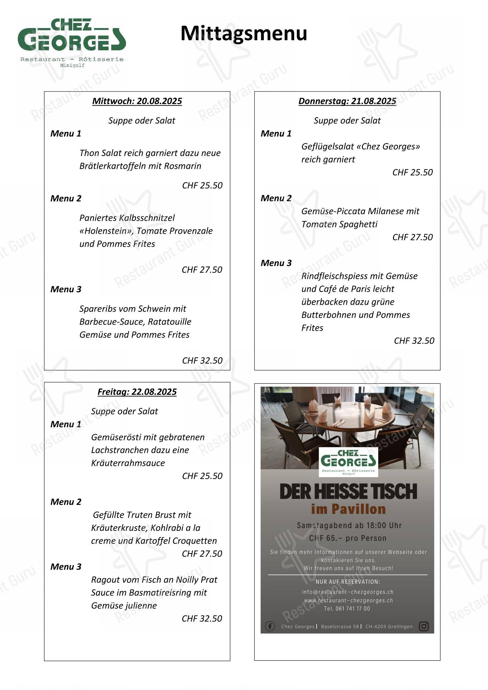 Menu di Restaurant Chez Georges - Menu