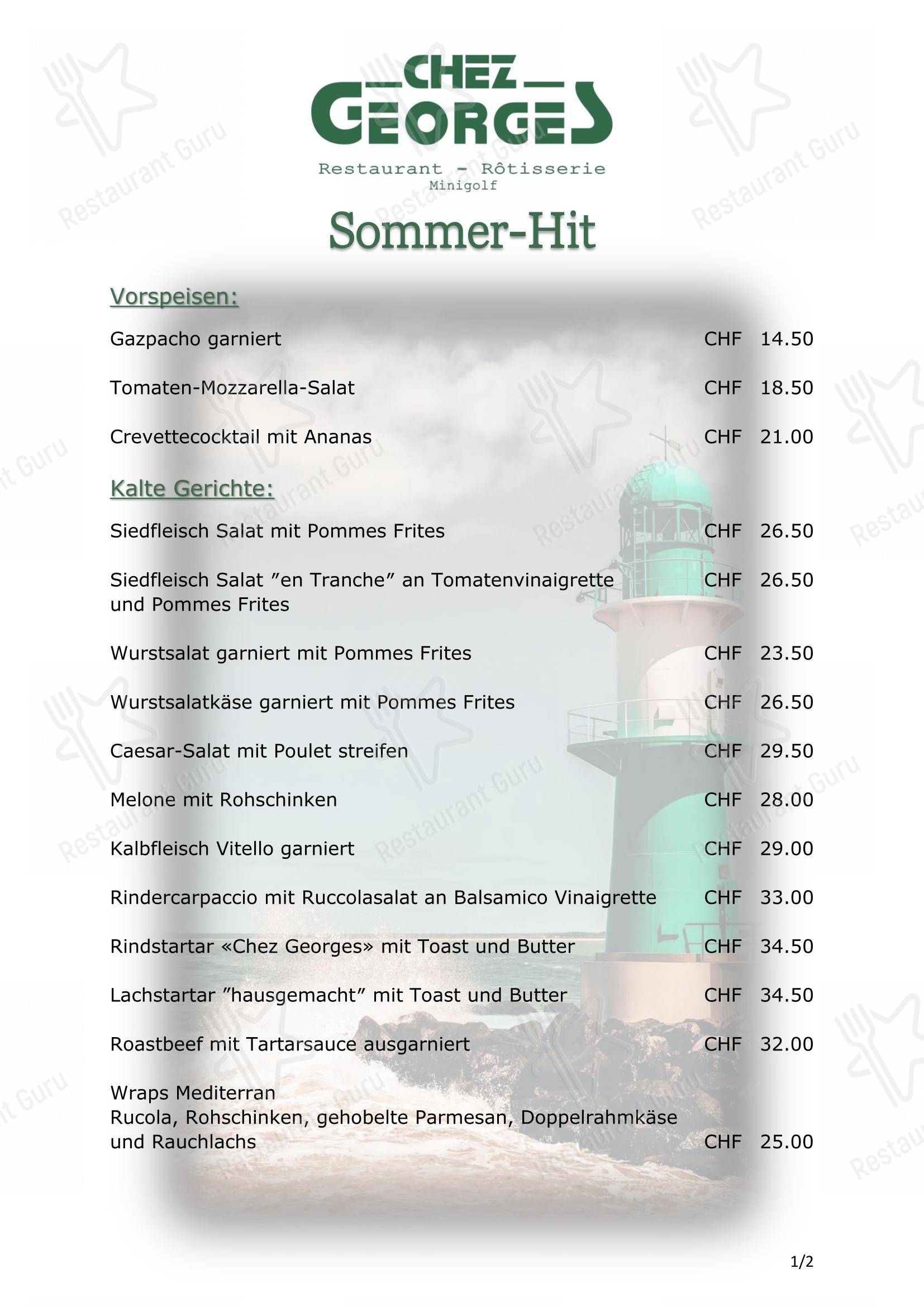 Menu di Restaurant Chez Georges - 菜单