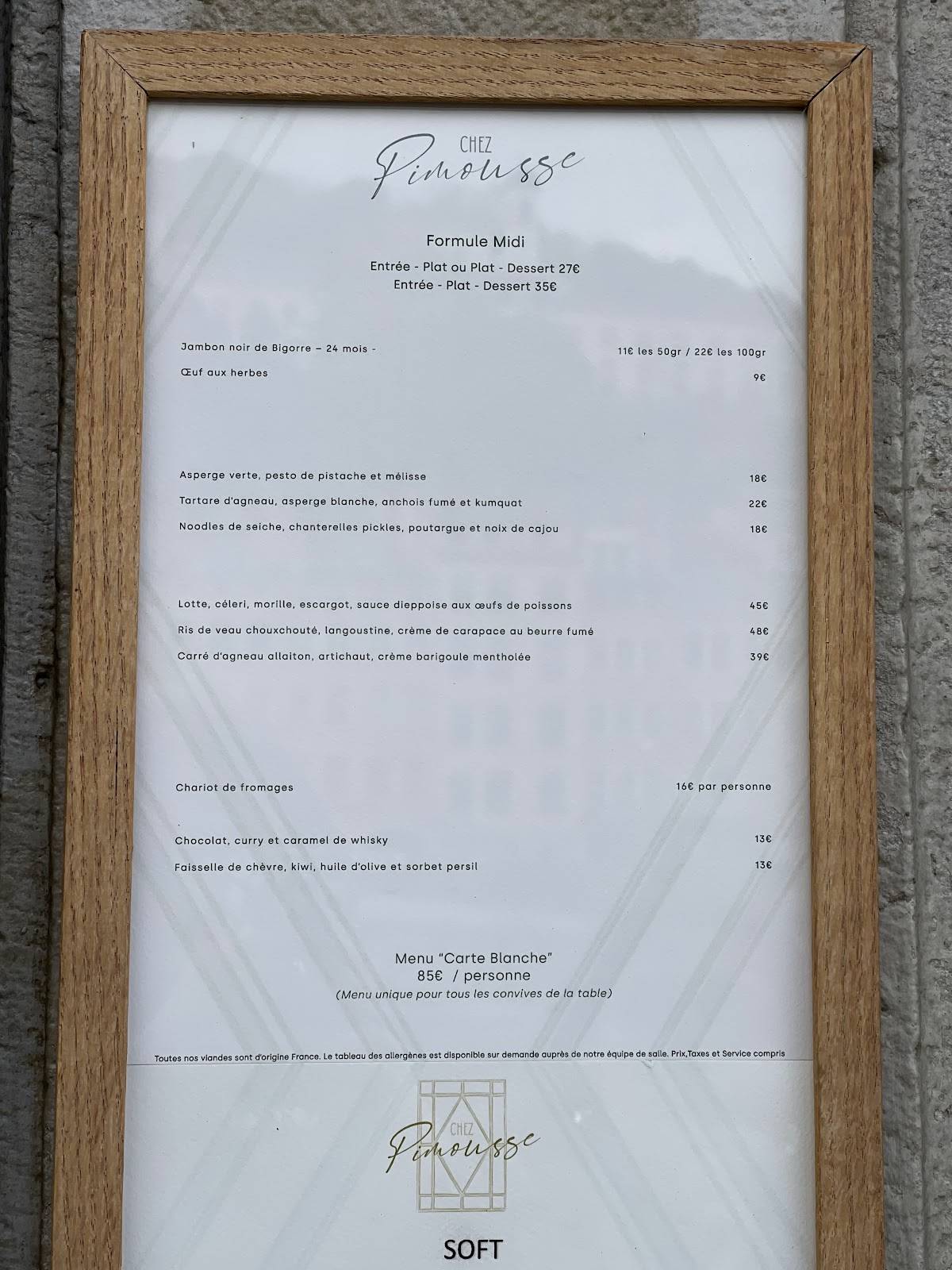Menu de Chez Pimousse