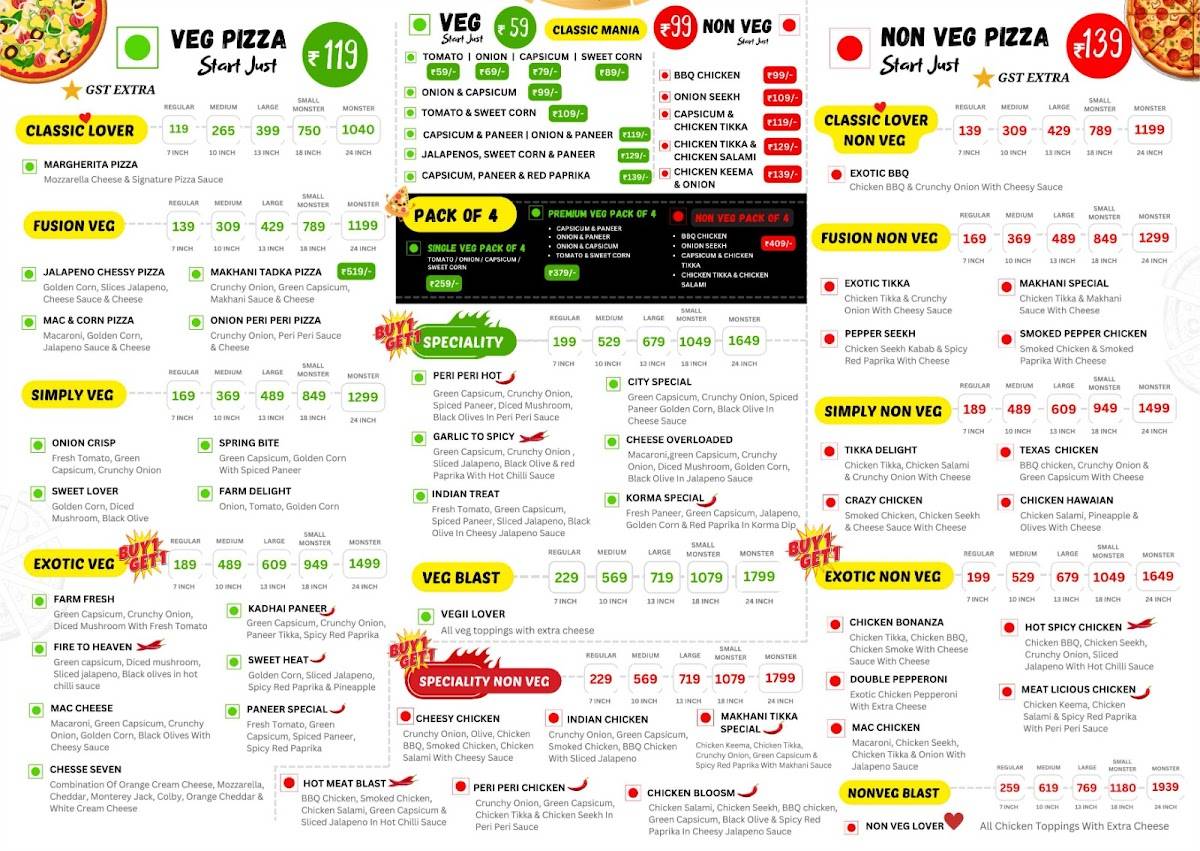 City Pizzeria menu