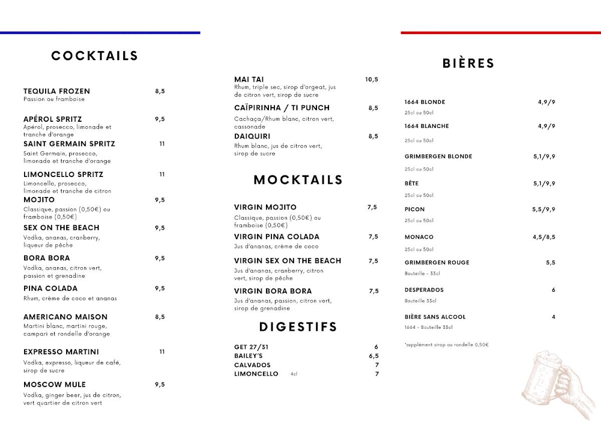Menu de Restaurant Cocorico