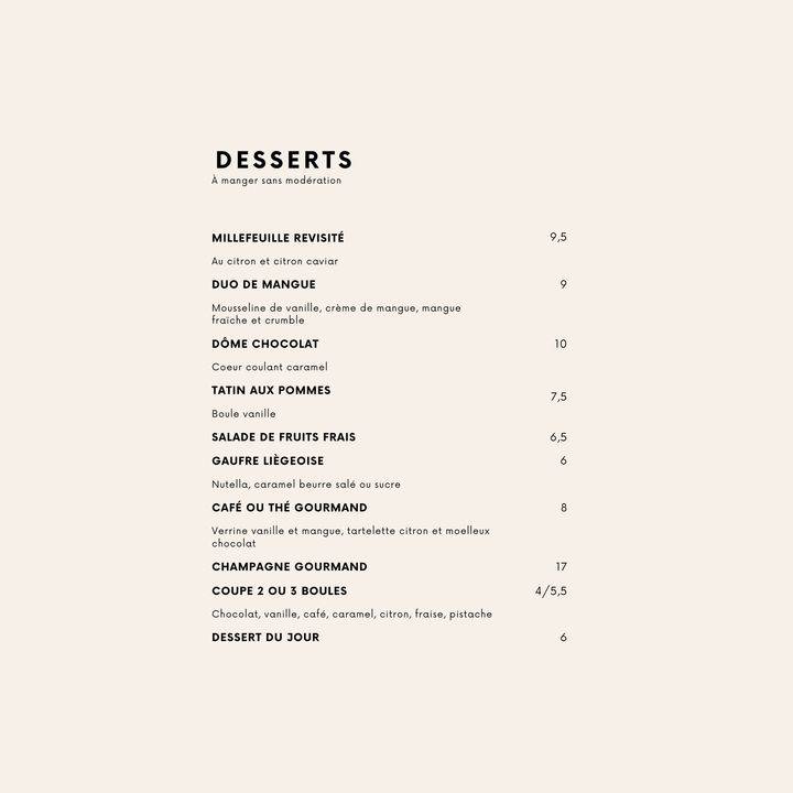 Menu de Restaurant Cocorico