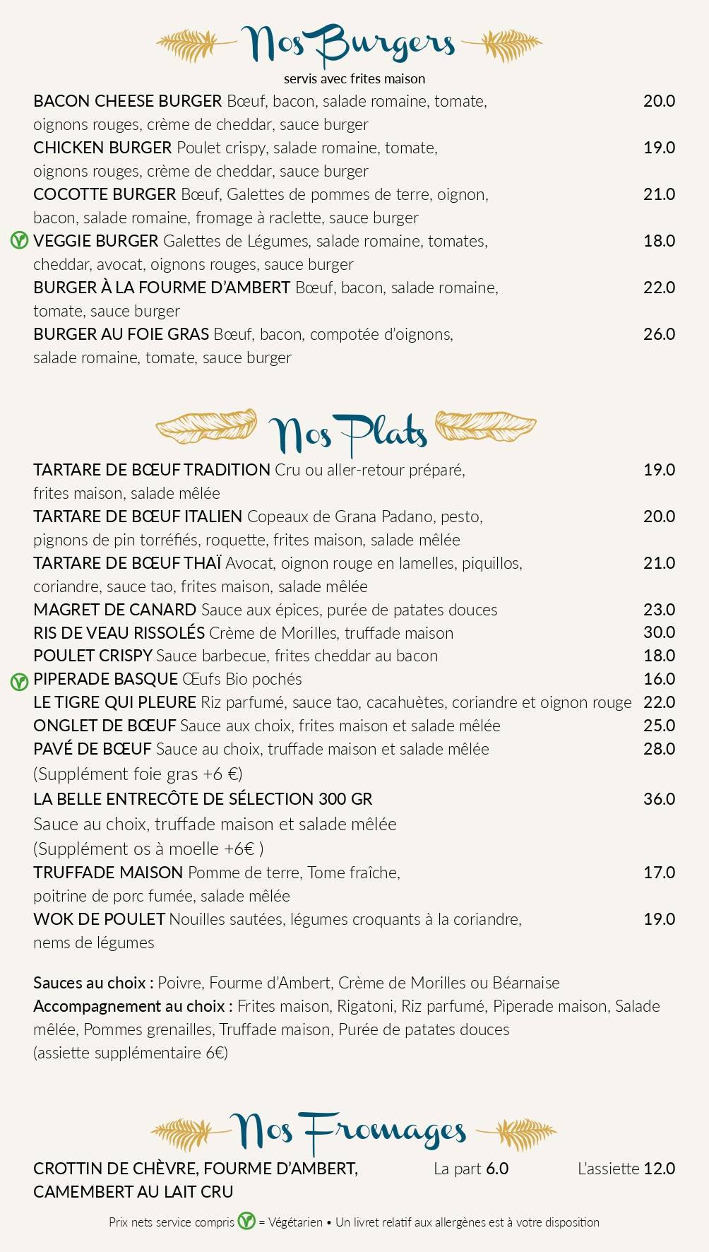 Menu de Cocotte
