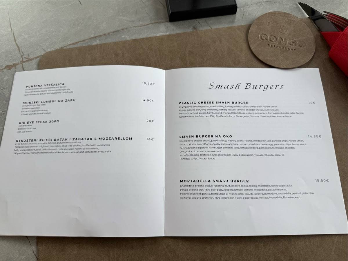 Menu di Congo Restaurant Pag 
