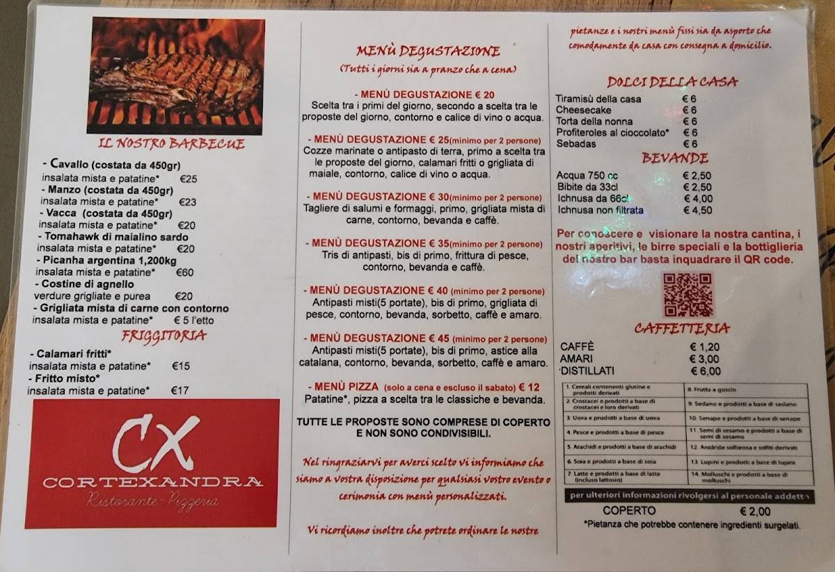 Menu di Cortexandra - Ristorante Pizzeria 