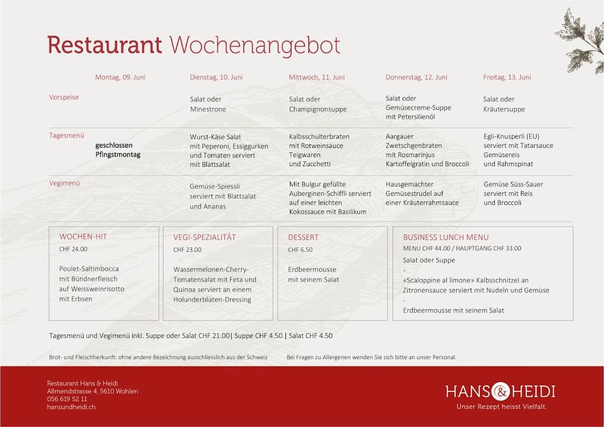 Menu di Cucina Niederdorf 