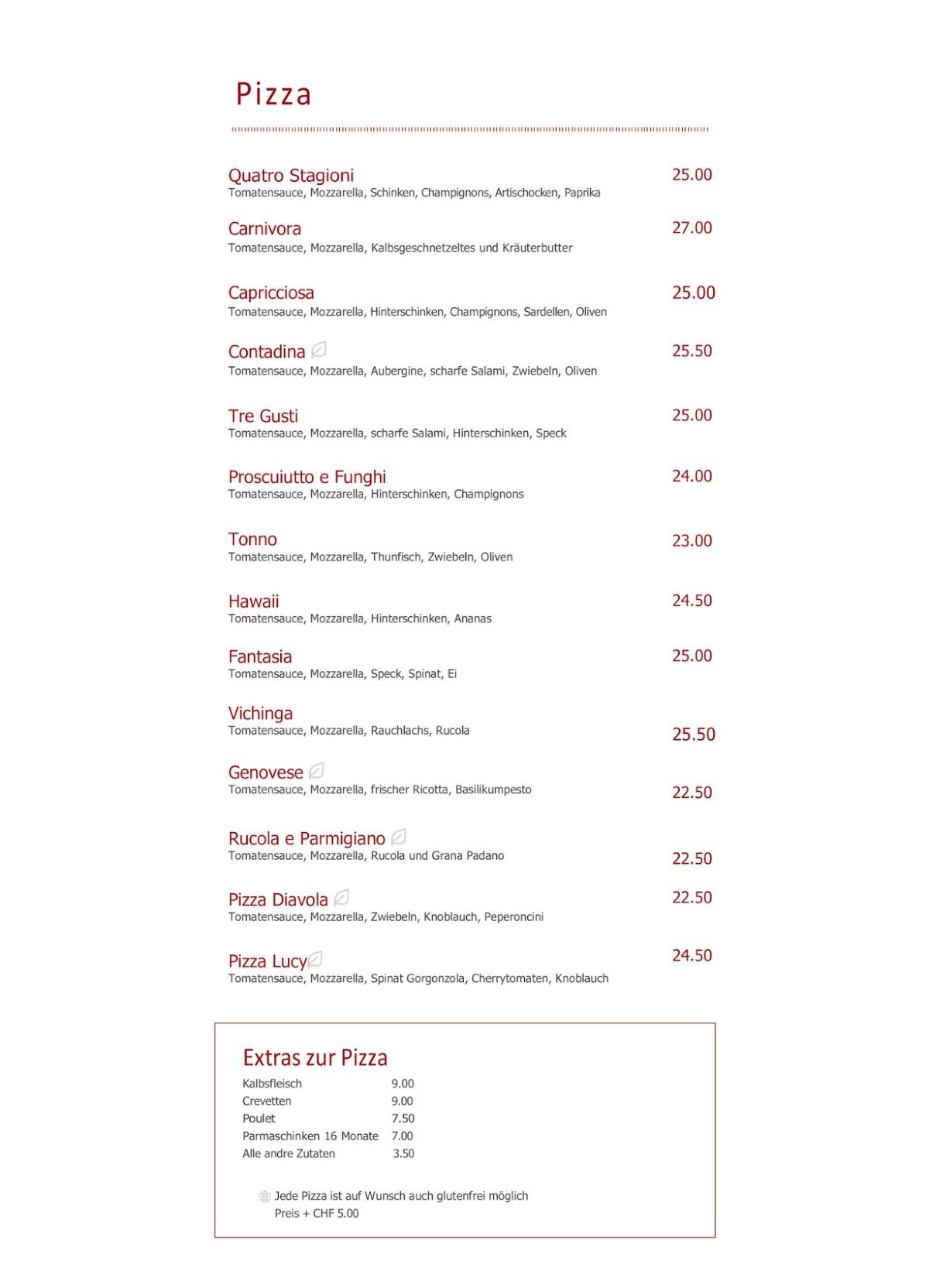 Menu di Cucina Niederdorf 