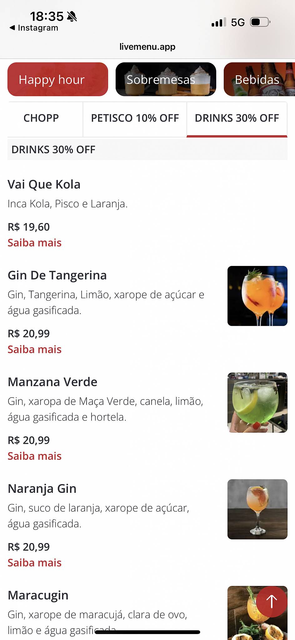 Cuzco Restaurante - Culinária Peruana e Regional cardápio