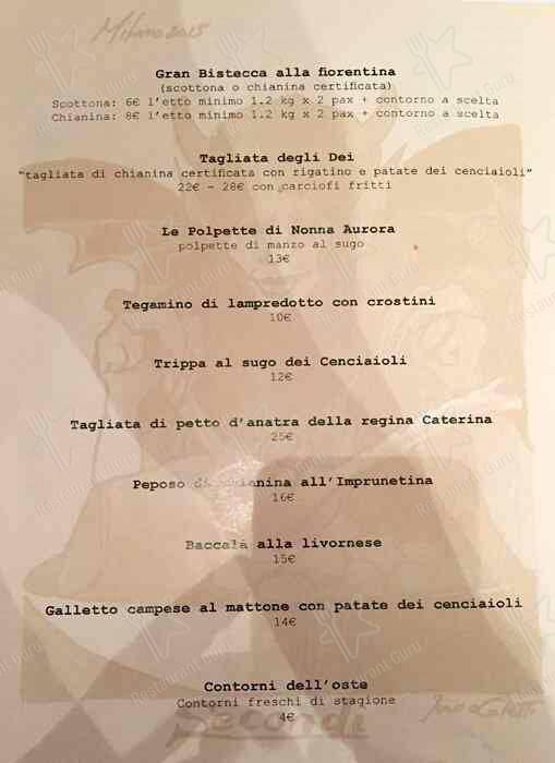 Menu di Da' Cenciaioli 