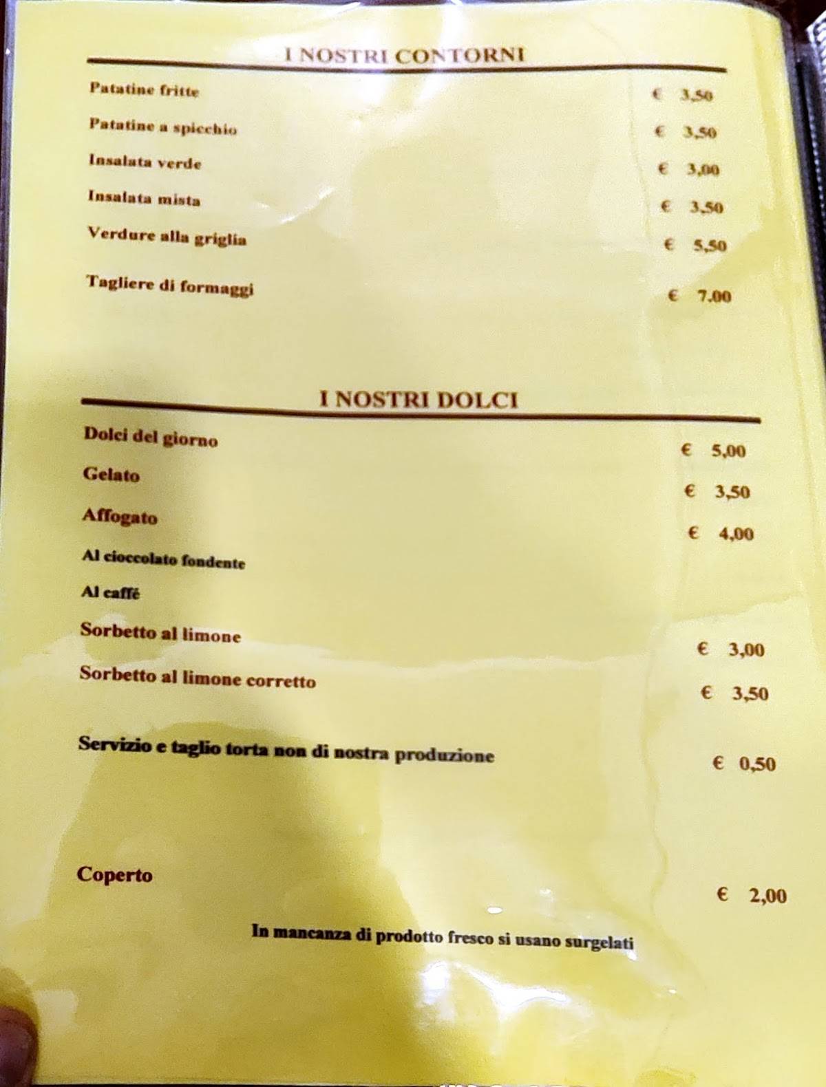 Menu di Trattoria - Pizzeria Da Jacopo 