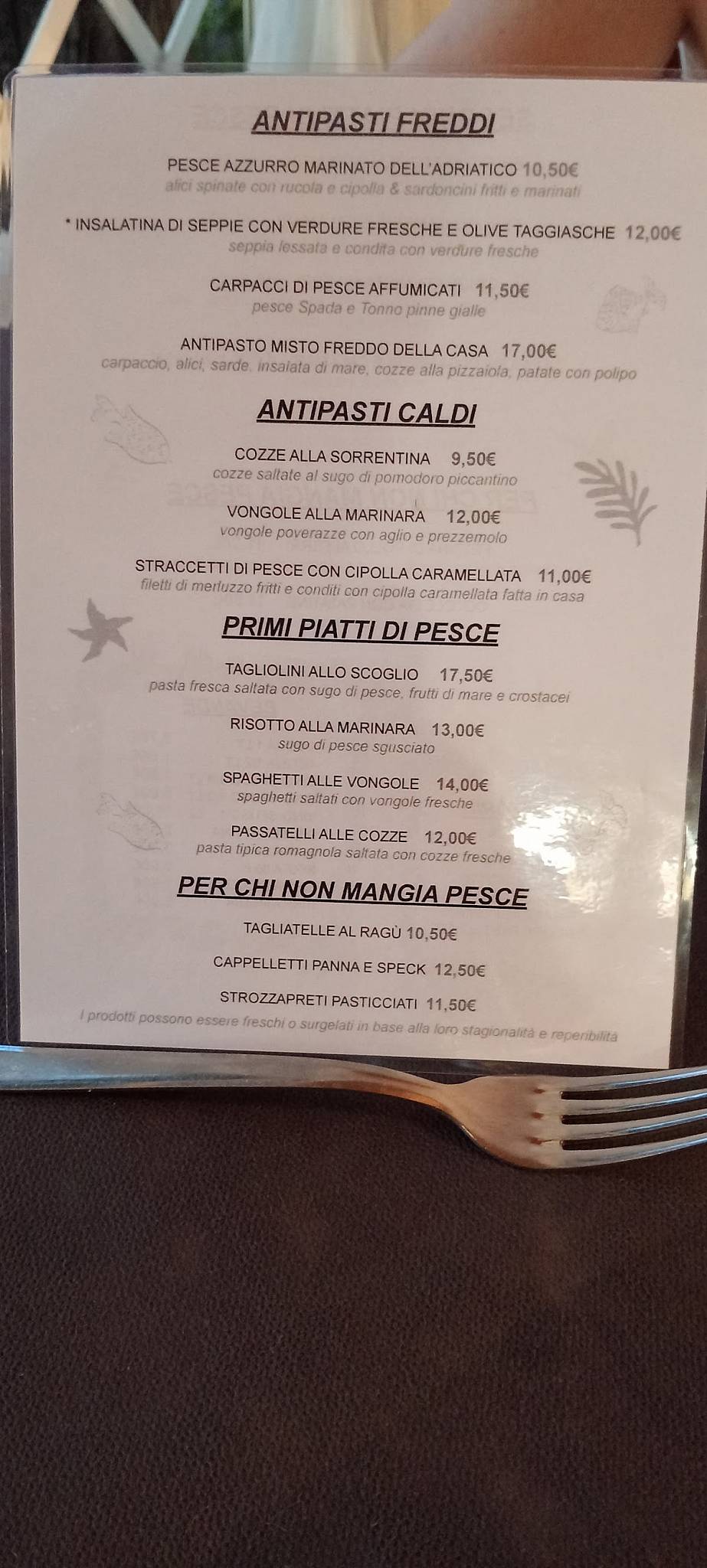 Menu di Ristorante da Quei Ragazzi 