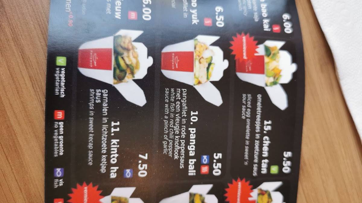 Menu de Daily Wok