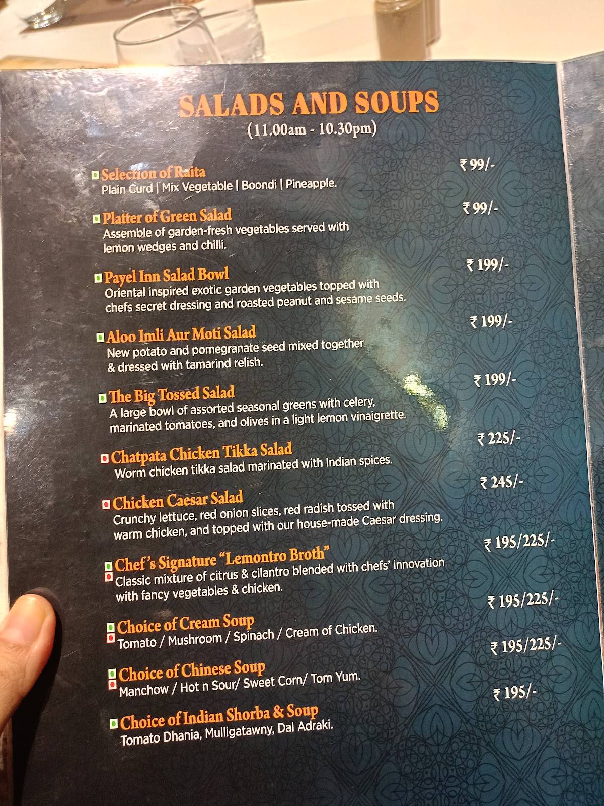 Desh Pardesh menu