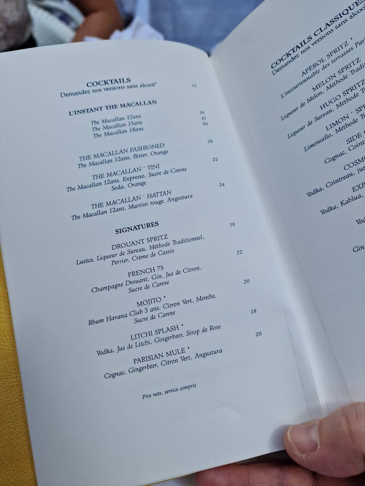 Menu de Restaurant Drouant