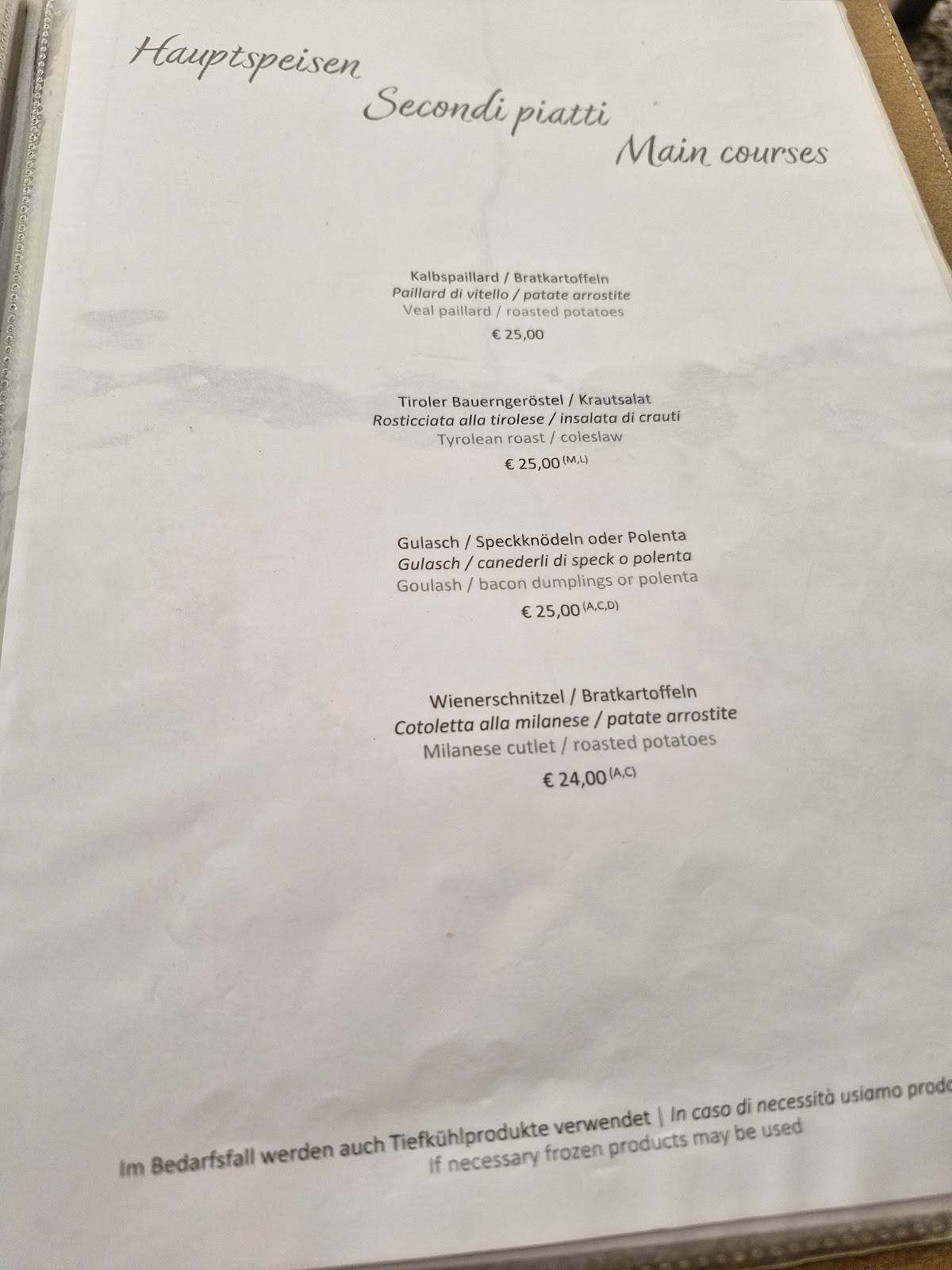 Menu di Ristorante Lago di Landro 