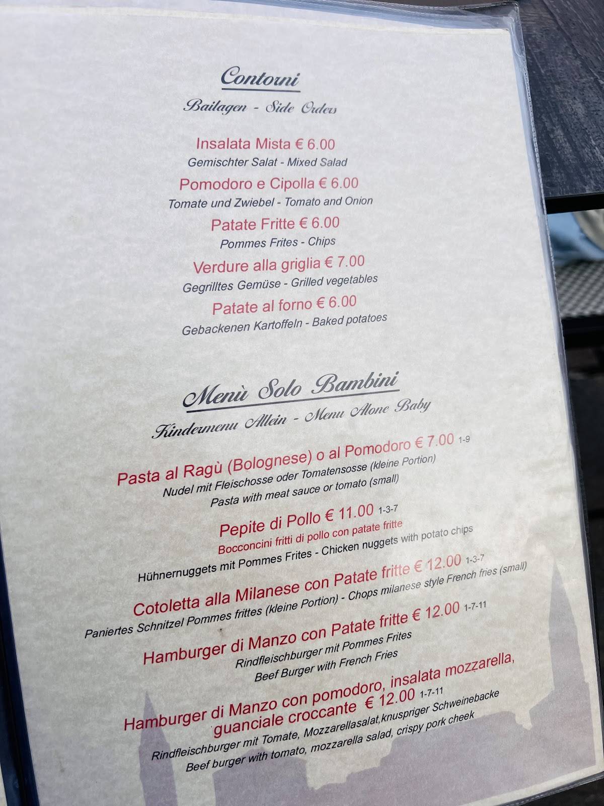 Menu di Enotria 