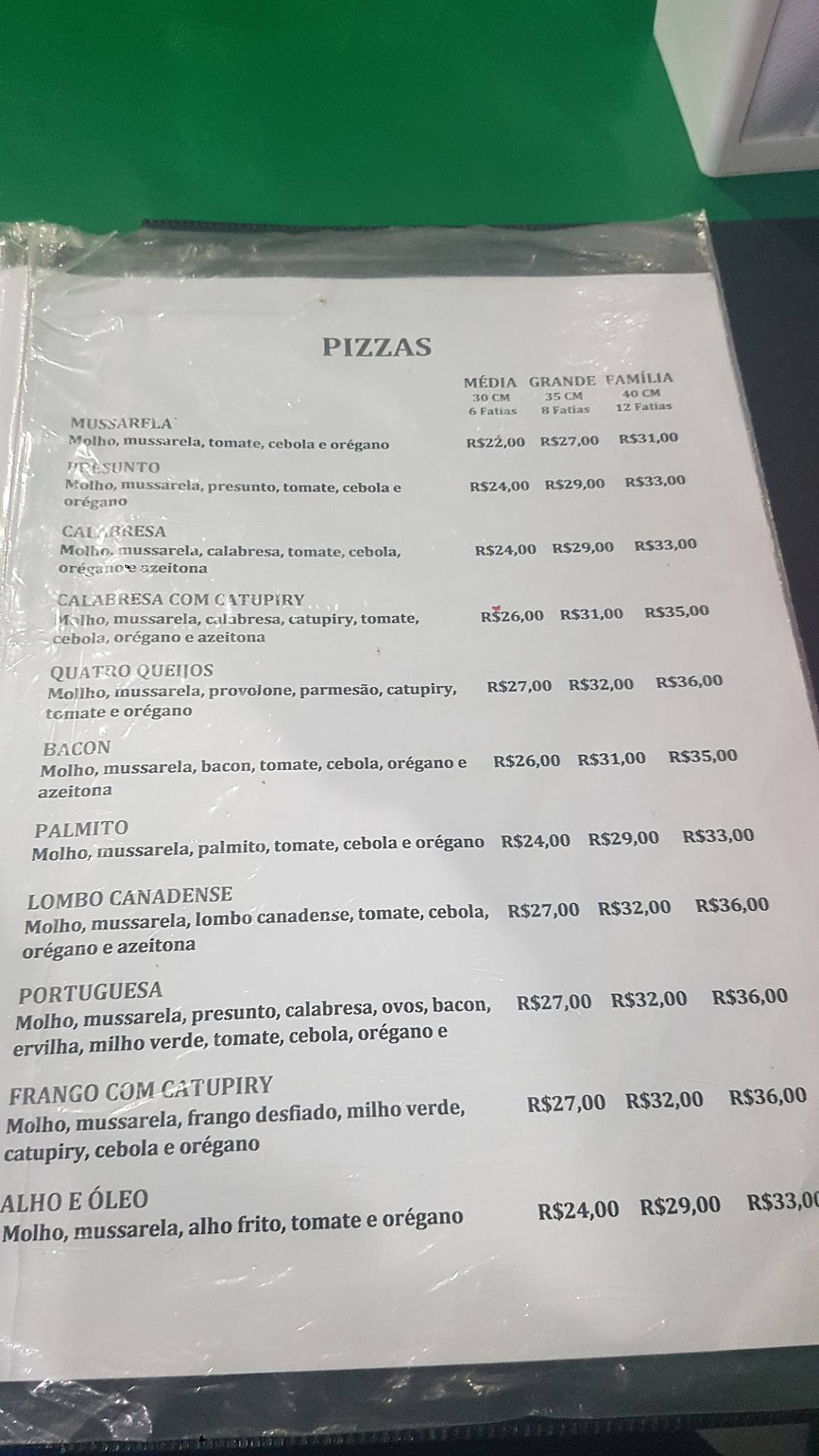 Empório da Pizza cardápio
