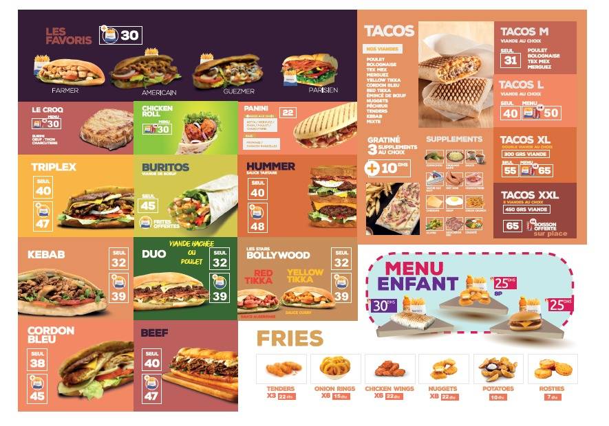 Menu de Faceburger Oqba