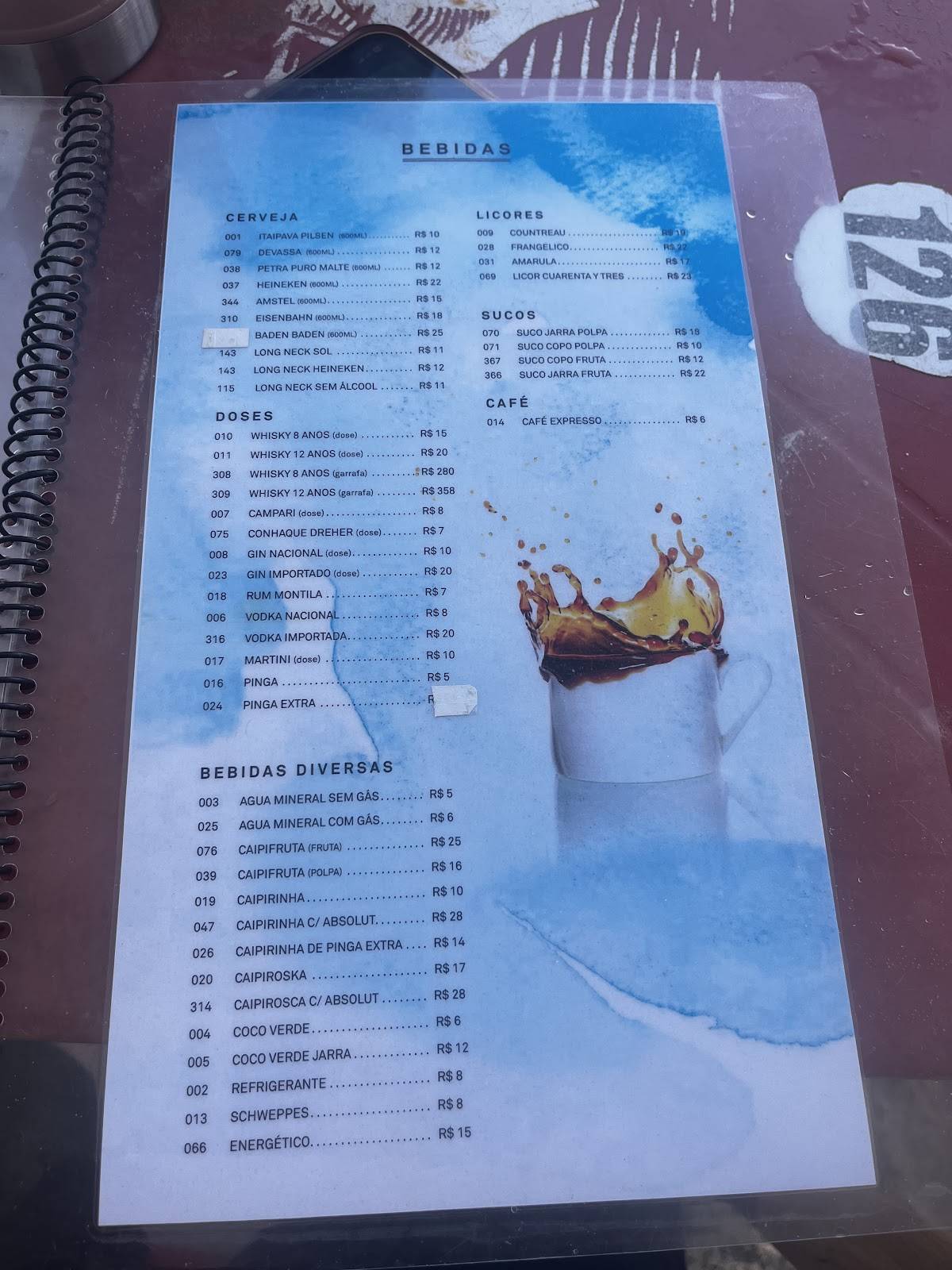 Restaurante Falésias cardápio