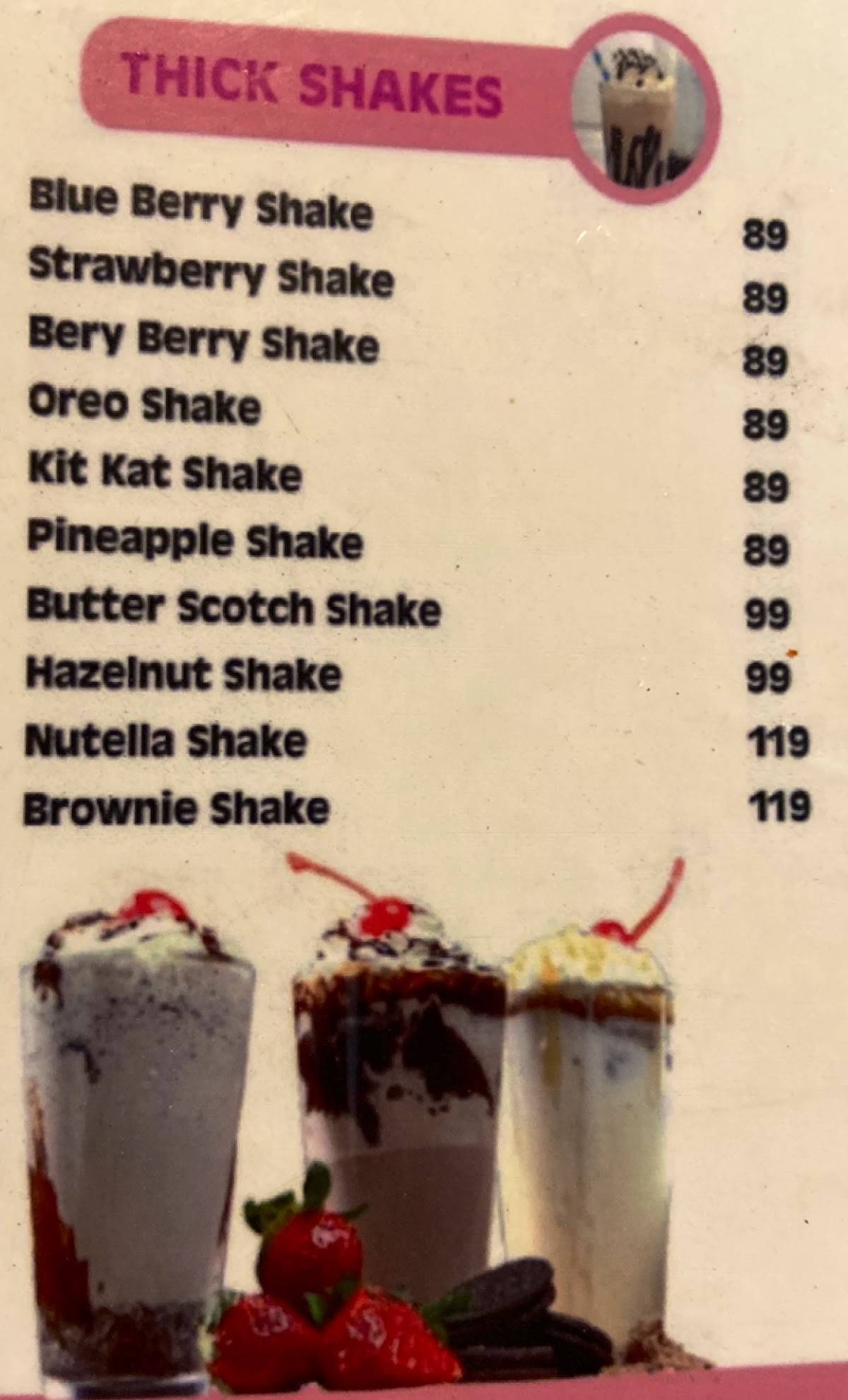 Food Crush menu